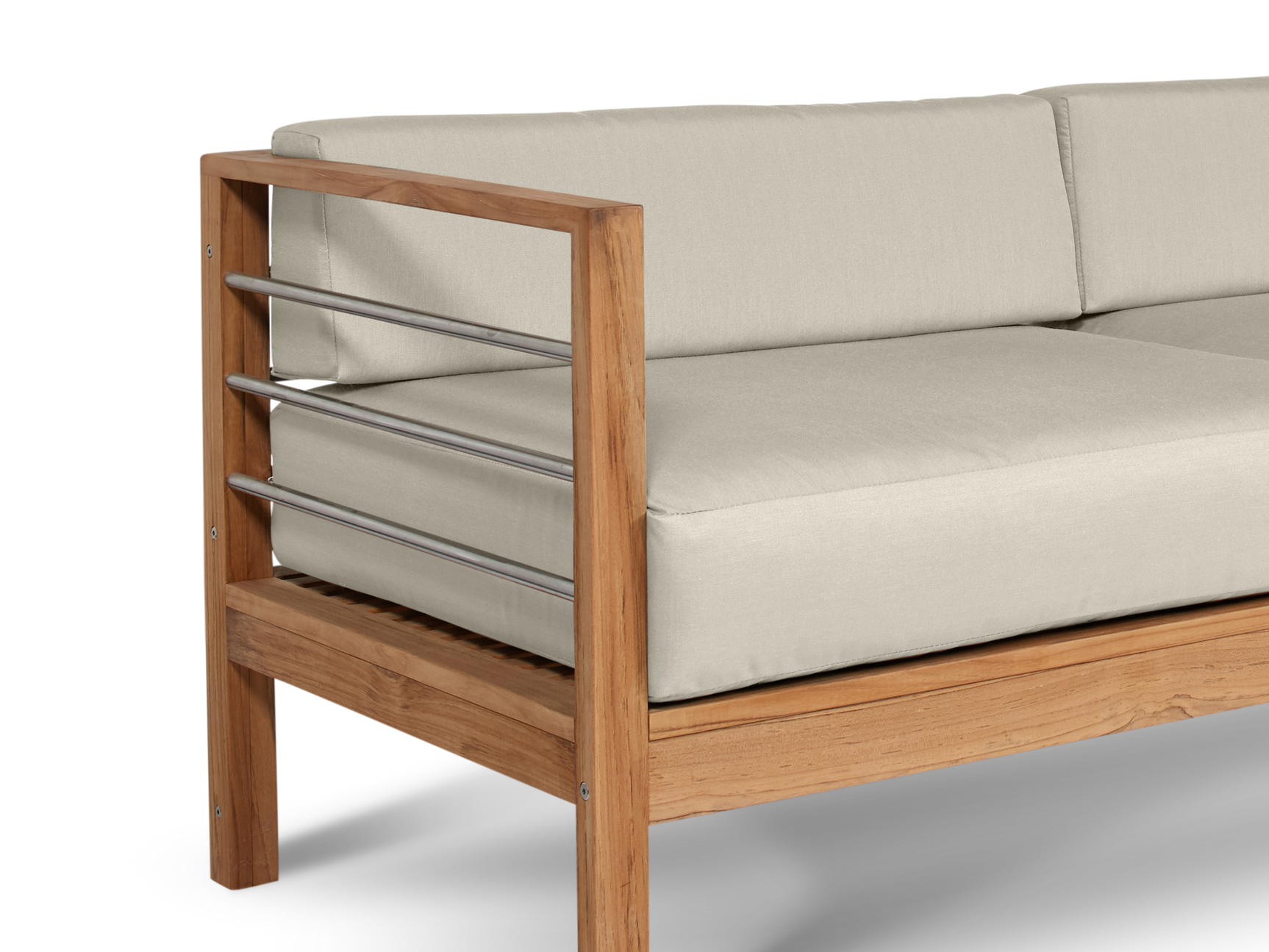 SoHo Teak Canvas Outdoor Sofa with Sunbrella® Cushion - Ornate Home