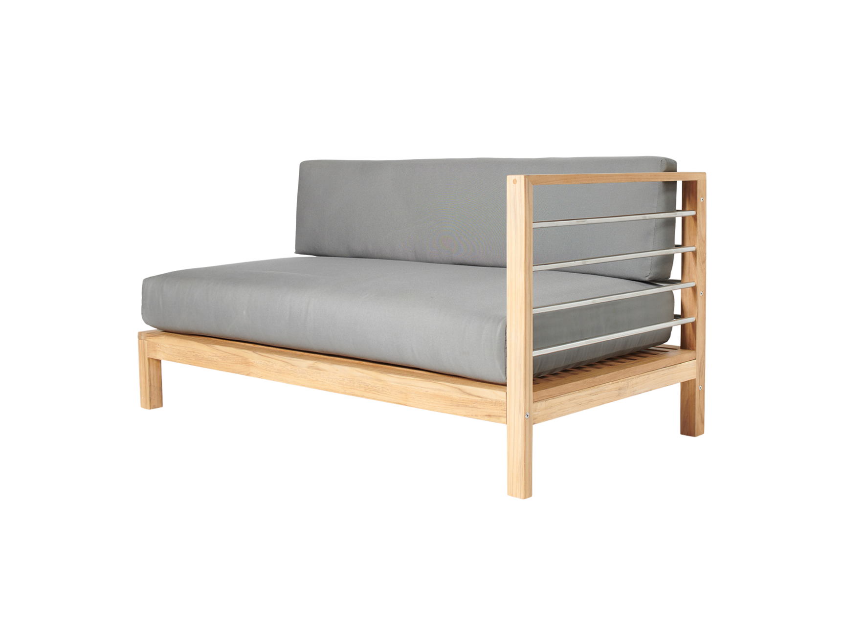 SoHo Teak Charcoal Outdoor Sectional Right Sofa with Sunbrella® Cushion - Ornate Home