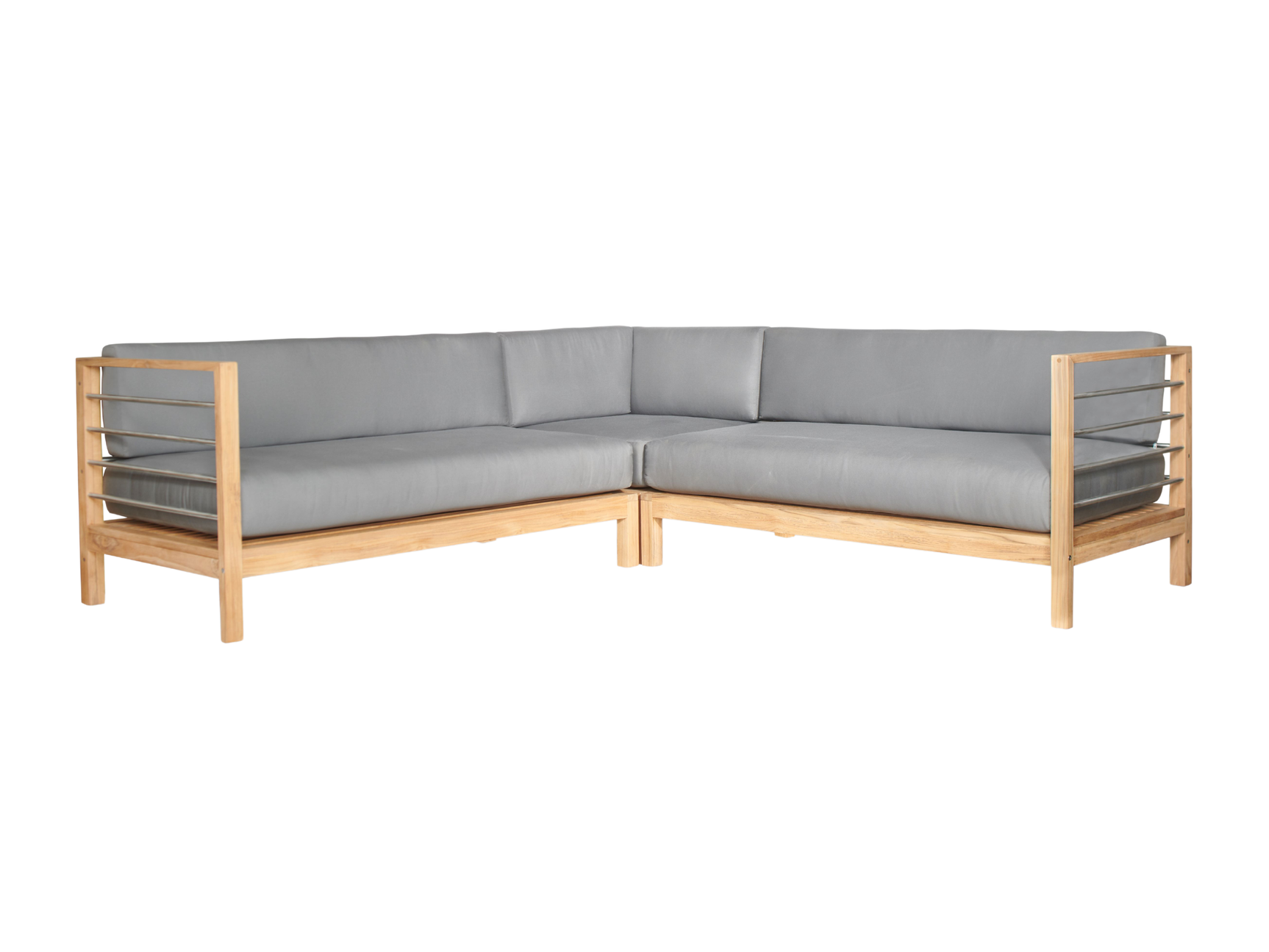 SoHo Teak Charcoal Outdoor Sectional Right Sofa with Sunbrella® Cushion - Ornate Home