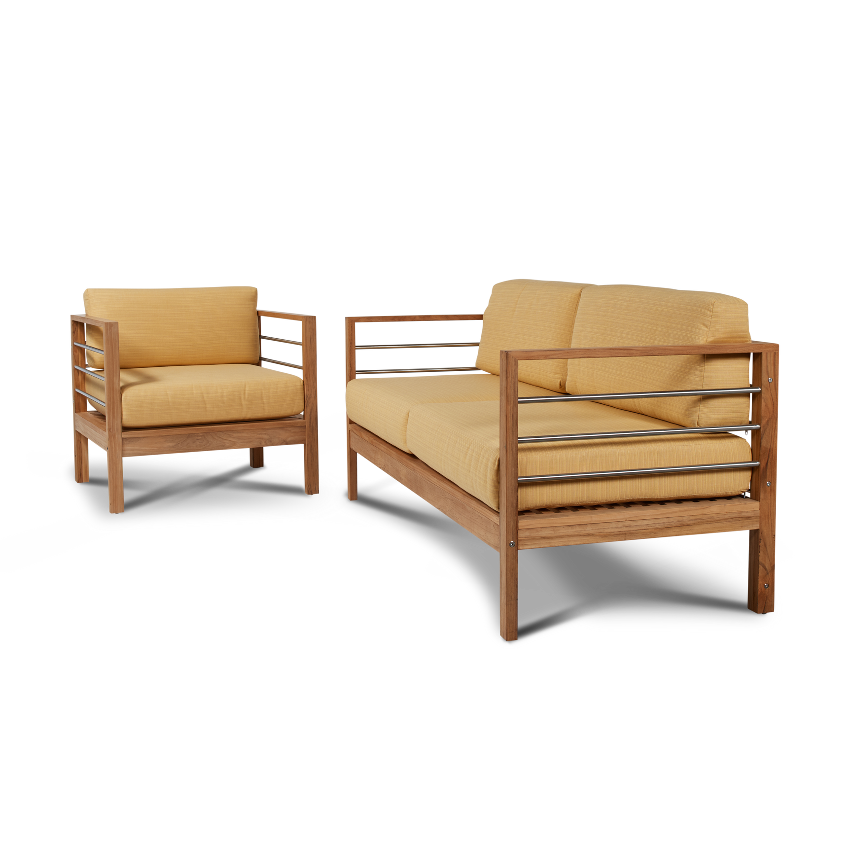 SoHo Teak Dupione Cornsilk Outdoor Club Chair with Sunbrella® Cushion - Ornate Home