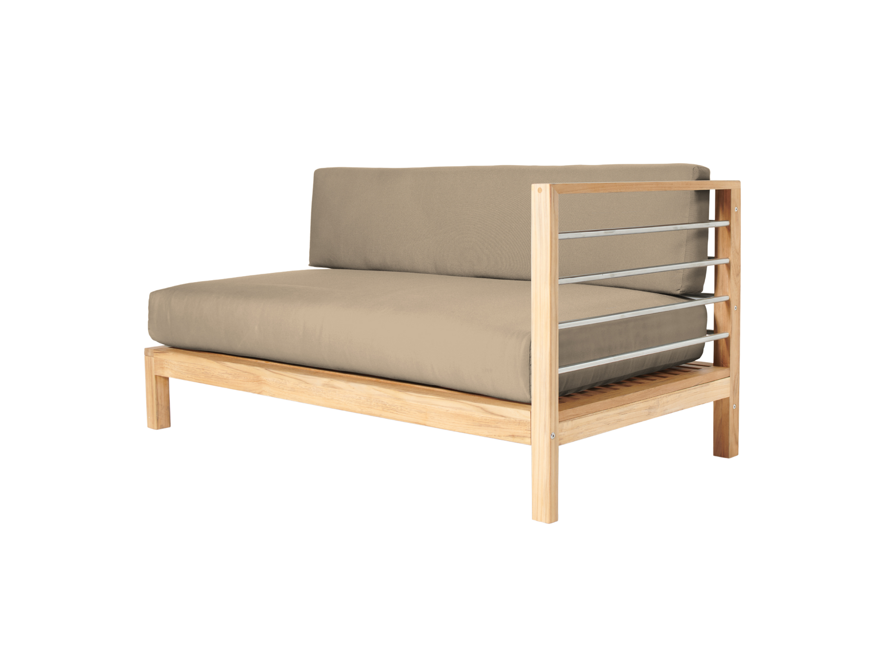 SoHo Teak Fawn Outdoor Sectional Right Sofa with Sunbrella® Cushion - Ornate Home