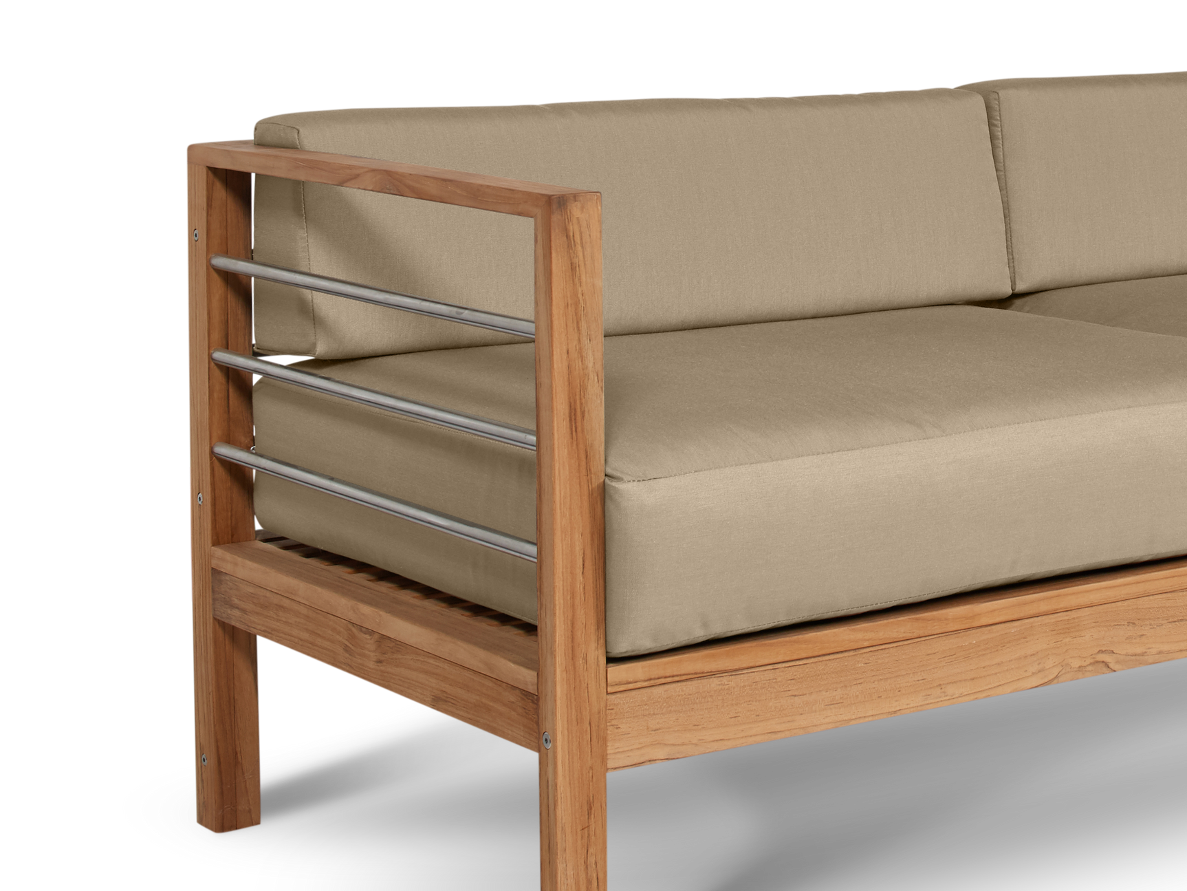 SoHo Teak Fawn Outdoor Sofa with Sunbrella® Cushion - Ornate Home