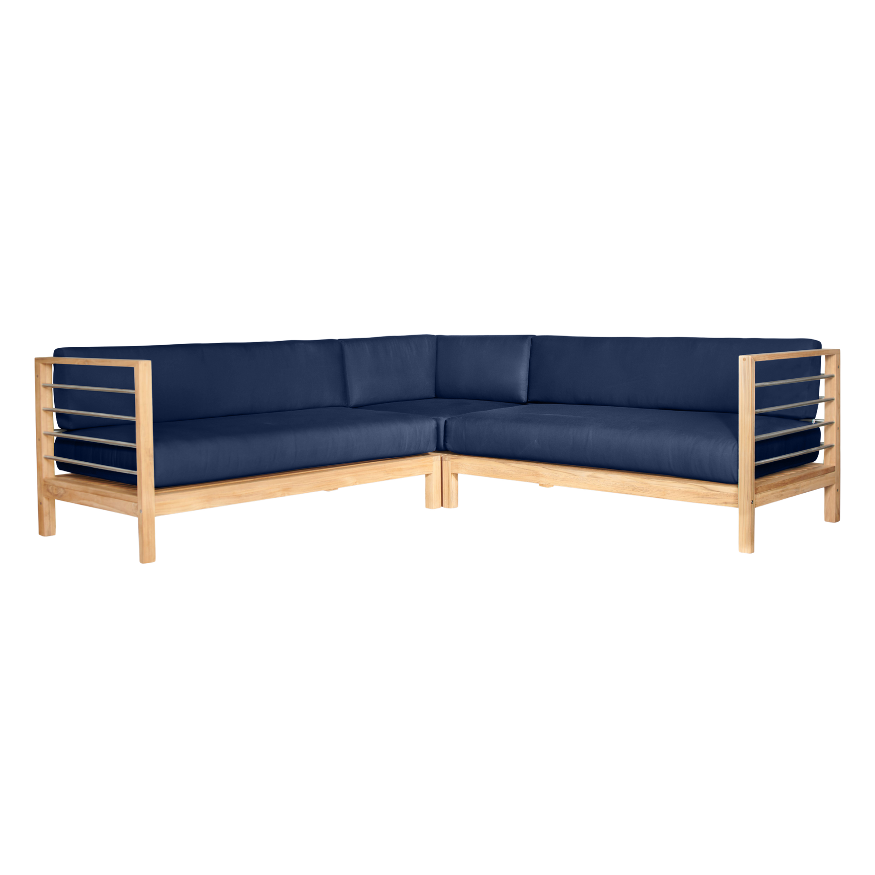 SoHo Teak Navy Outdoor Sectional Corner with Sunbrella® Cushion - Ornate Home