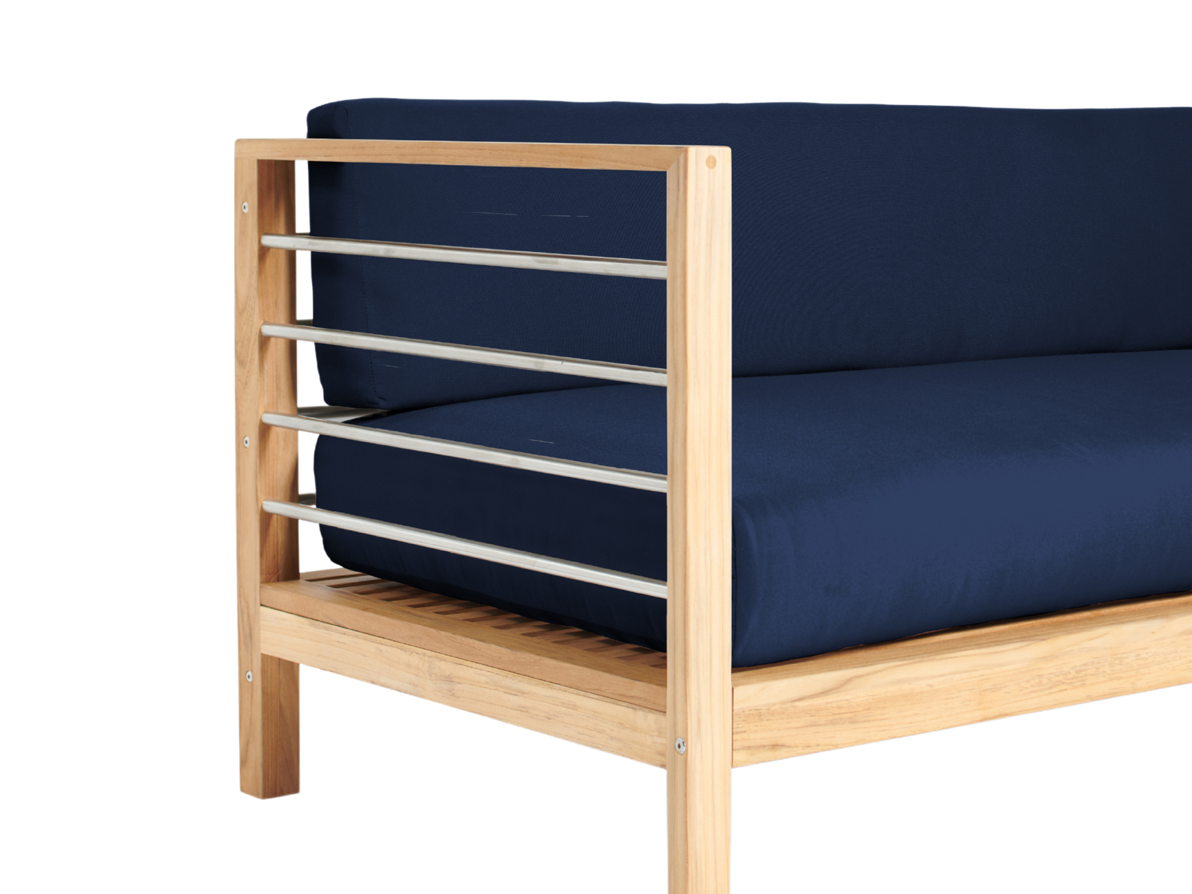 SoHo Teak Navy Outdoor Sectional Left Sofa with Sunbrella® Cushion - Ornate Home