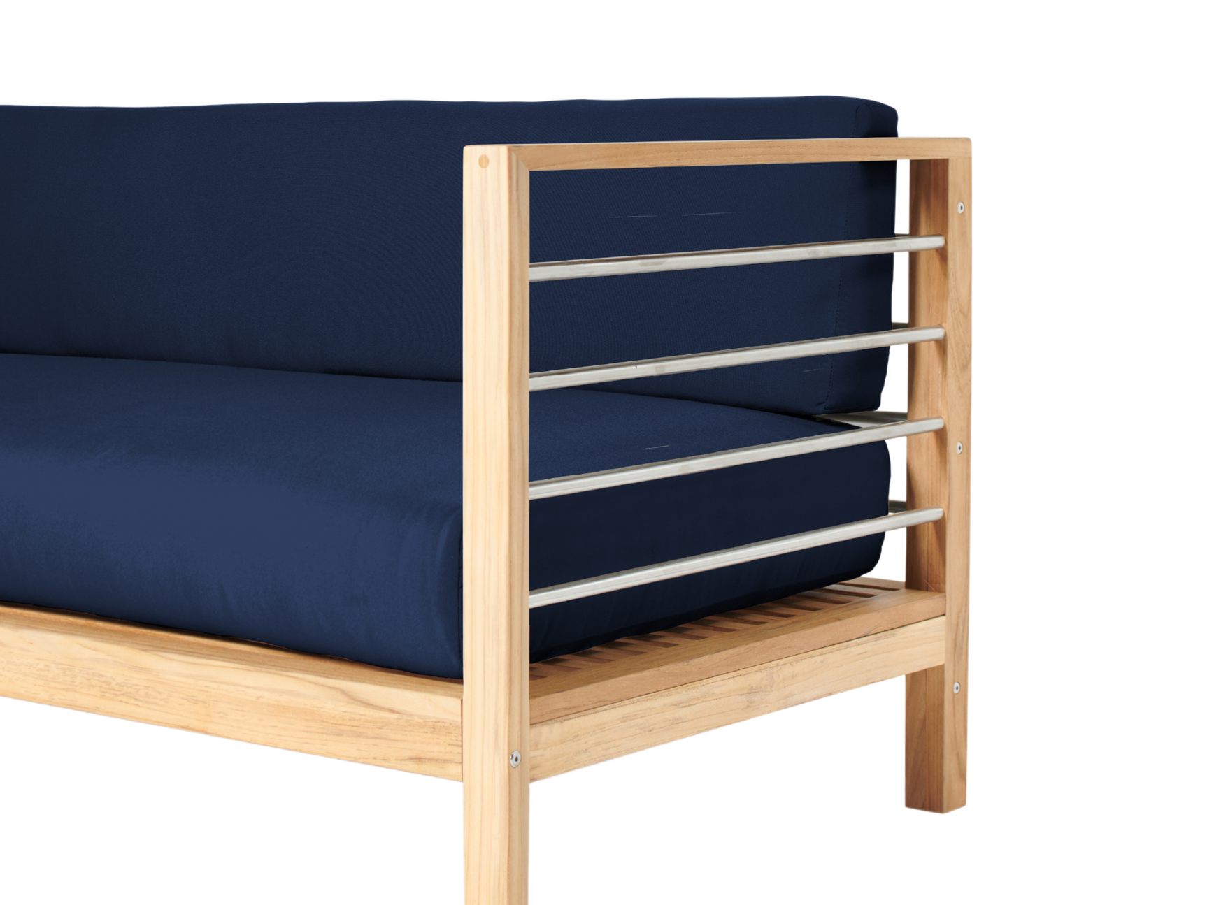 SoHo Teak Navy Outdoor Sectional Right Sofa with Sunbrella® Cushion - Ornate Home