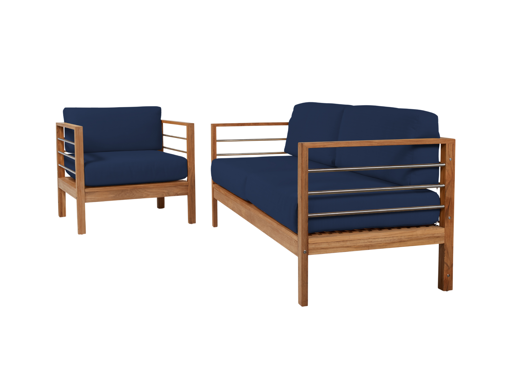 SoHo Teak Navy Outdoor Sofa with Sunbrella® Cushion - Ornate Home