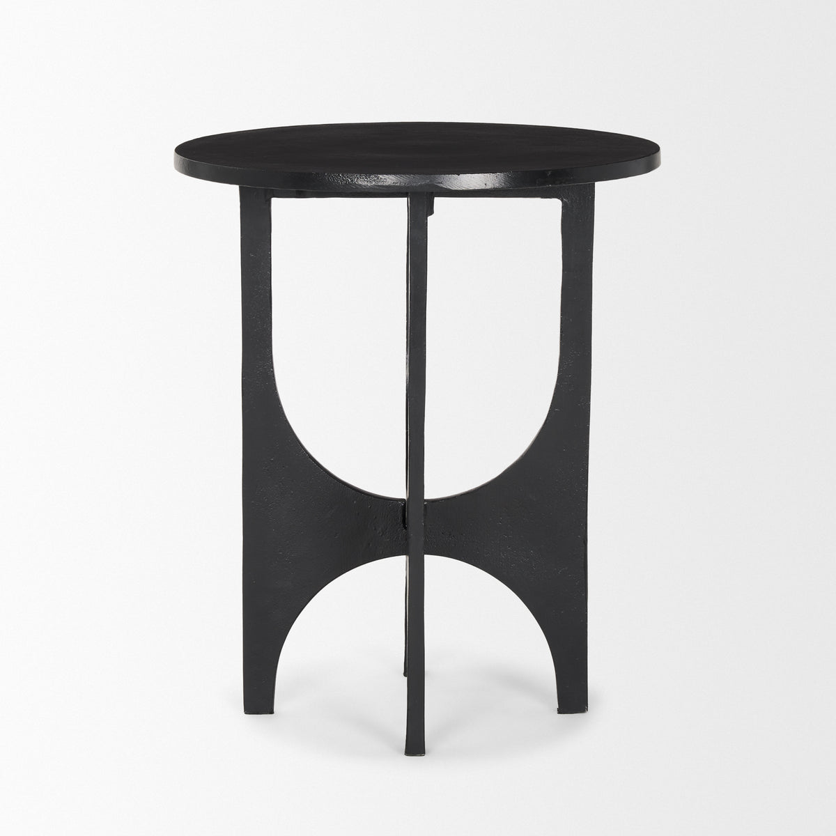 Sobi Matte Black Textured Round Metal Accent Table - Ornate Home