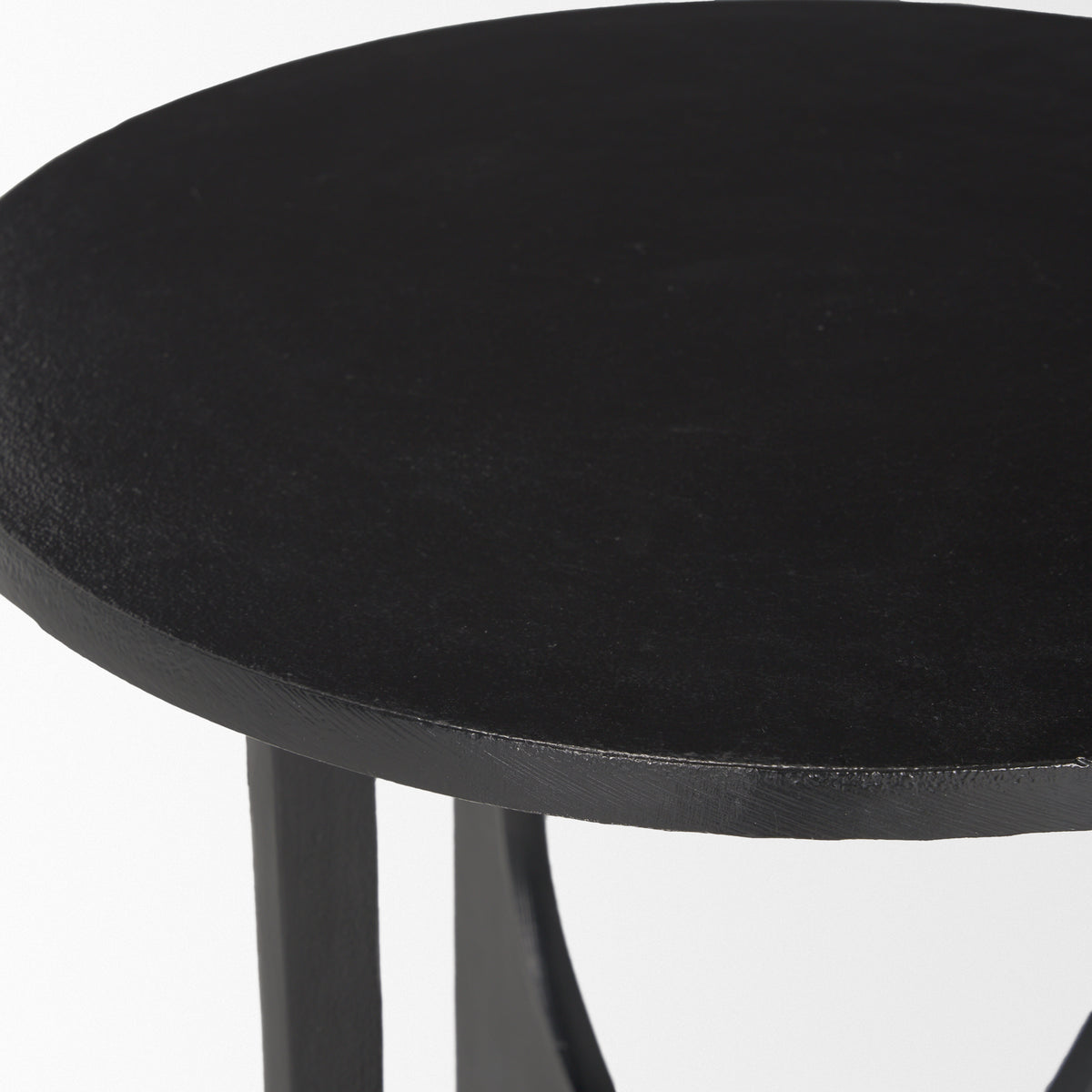Sobi Matte Black Textured Round Metal Accent Table - Ornate Home
