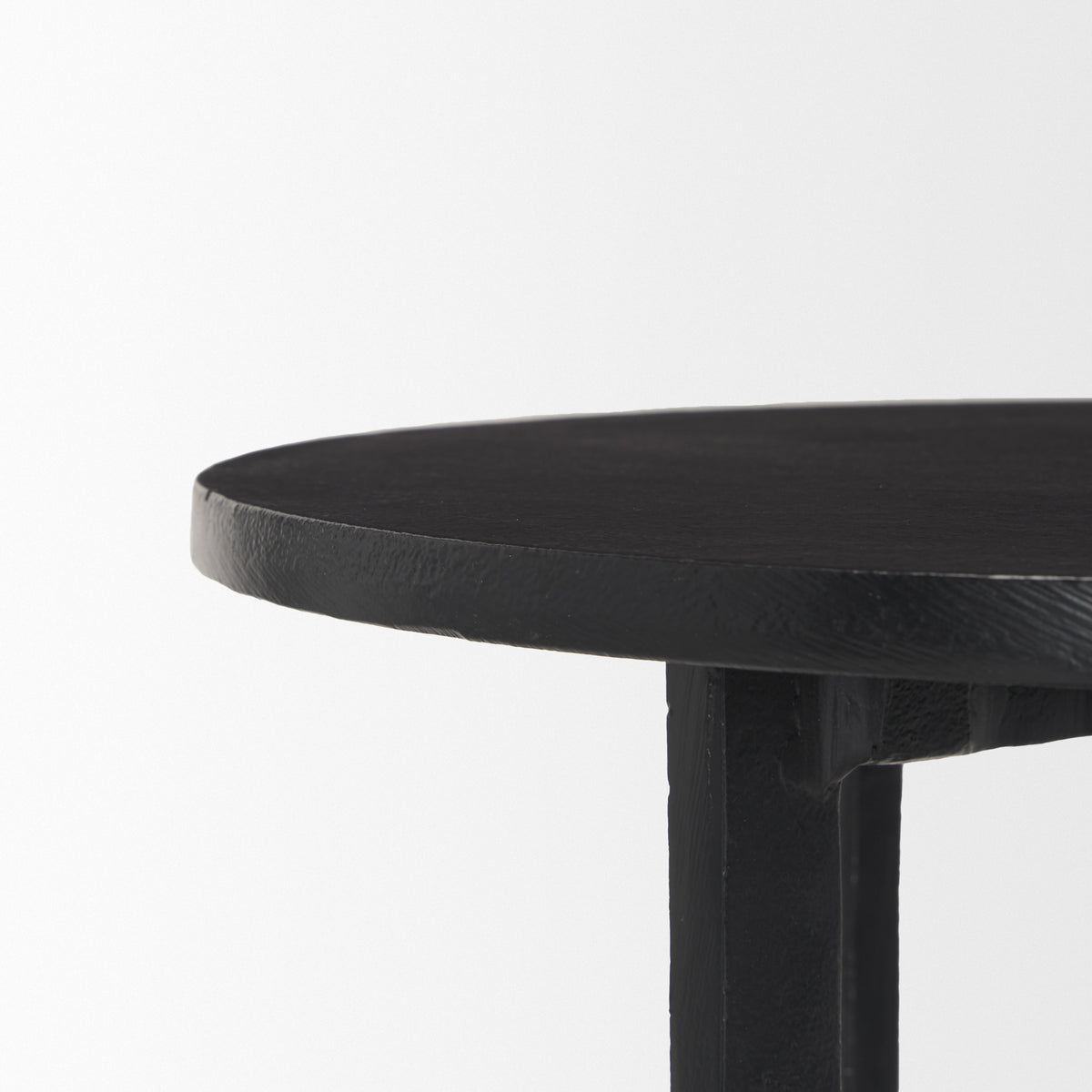Sobi Matte Black Textured Round Metal Accent Table - Ornate Home