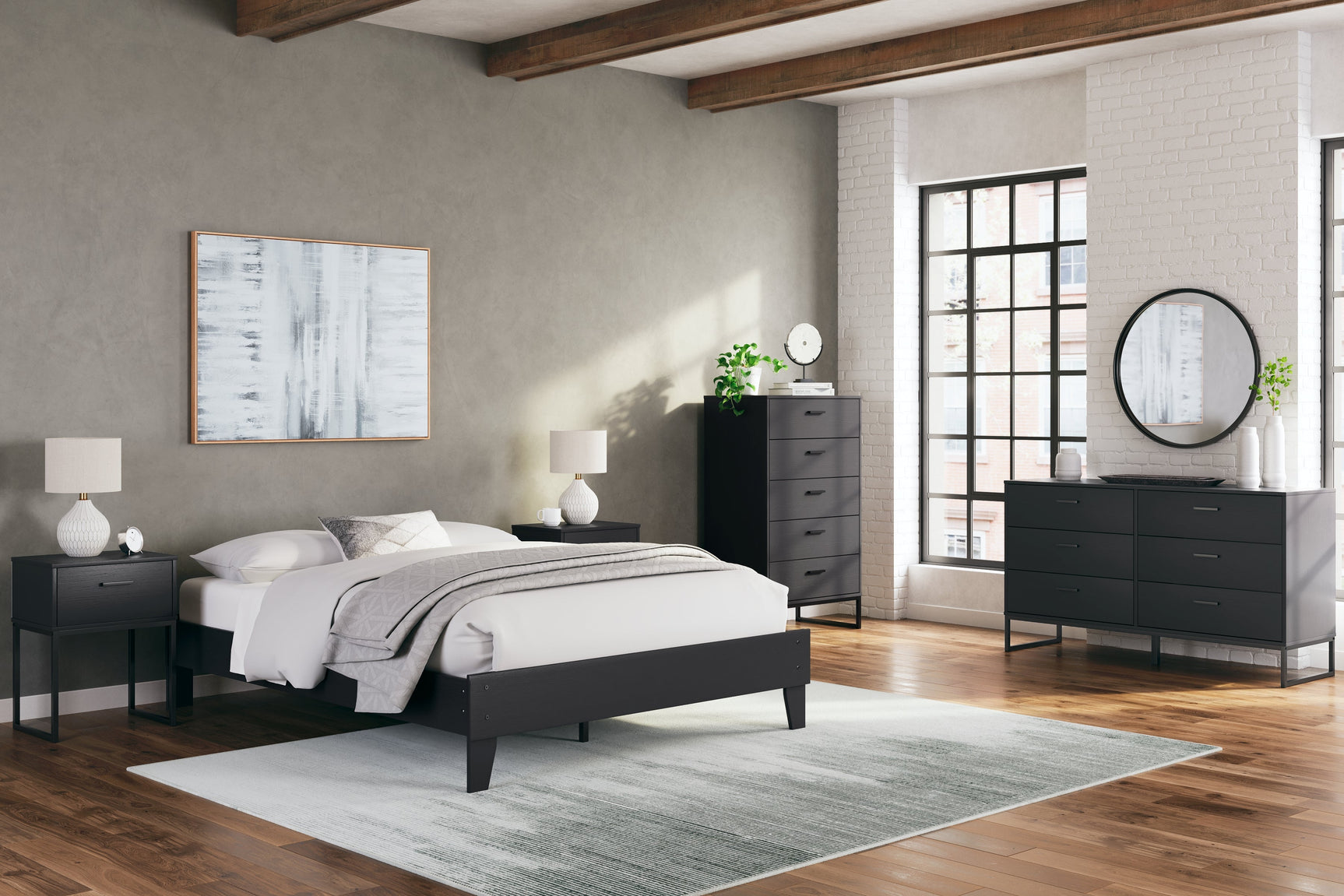 Socalle Black Queen Platform Bed (Online Special Price) - Ornate Home
