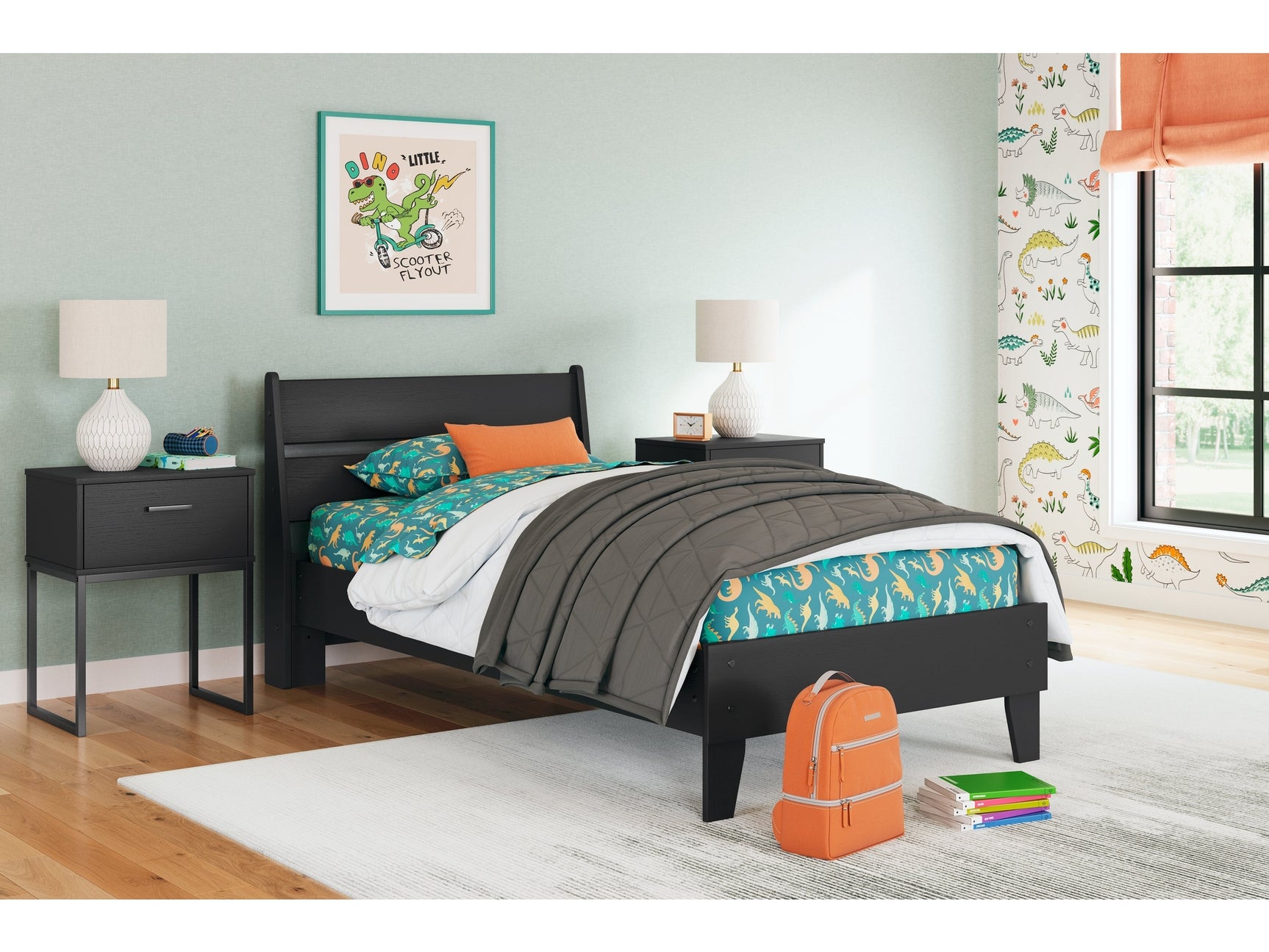 Socalle Black Twin Panel Platform Bed (Online Special Price) - Ornate Home