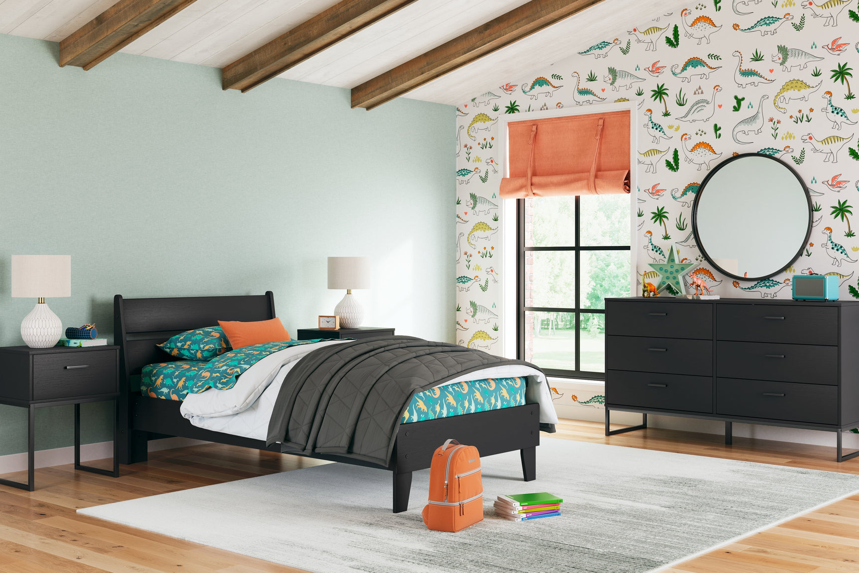 Socalle Black Twin Panel Platform Bed (Online Special Price) - Ornate Home