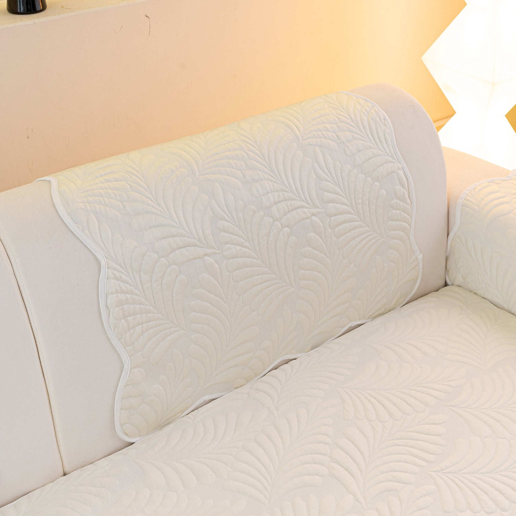 Sofa Cover for Leather & Fabric Couches, 3D Leaf Embossed Quilted Furniture Covers - Ornate Home