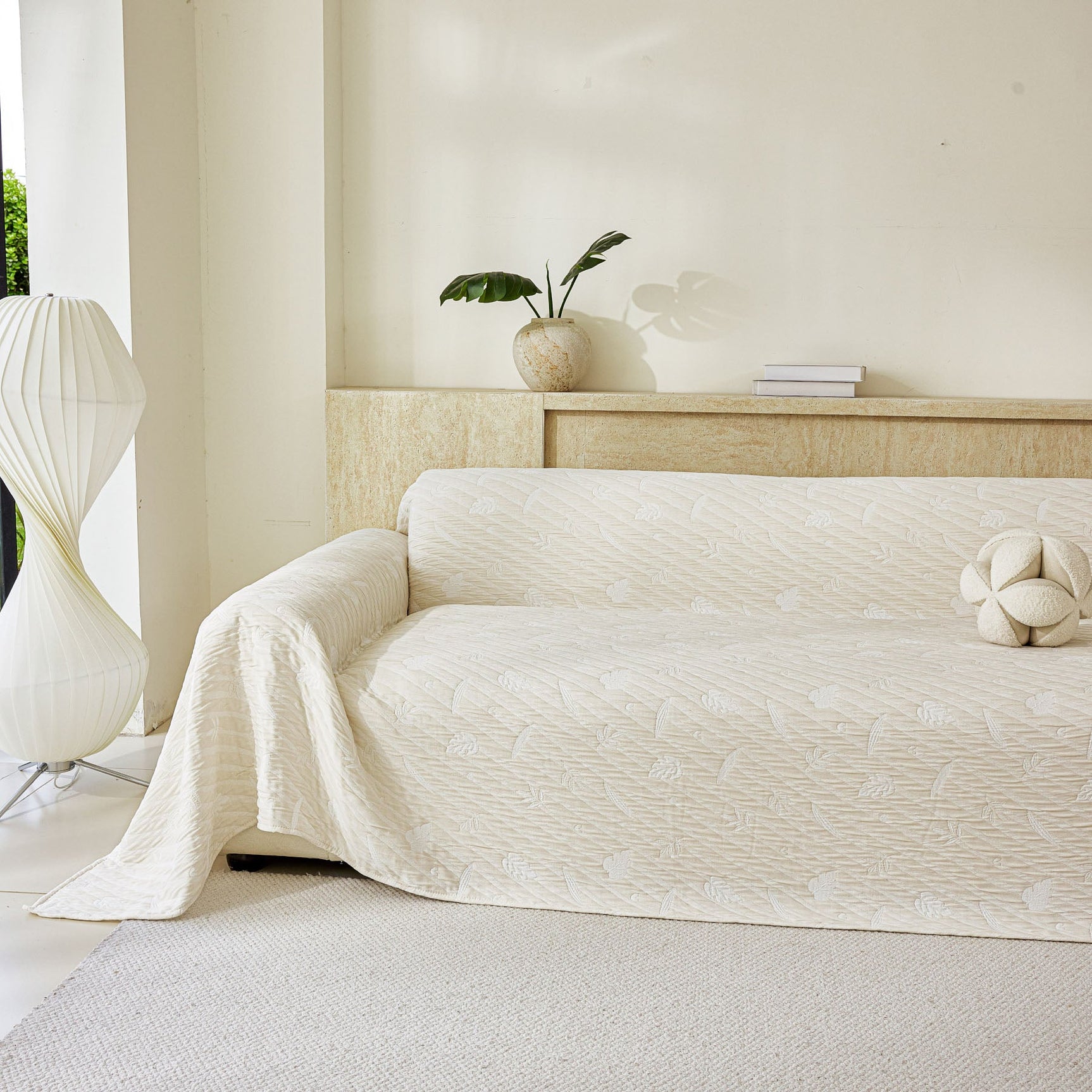 Soft Breathable Sofa Cover Blanket,Botanical Embossed Furniture Protector Throw Cover - Ornate Home