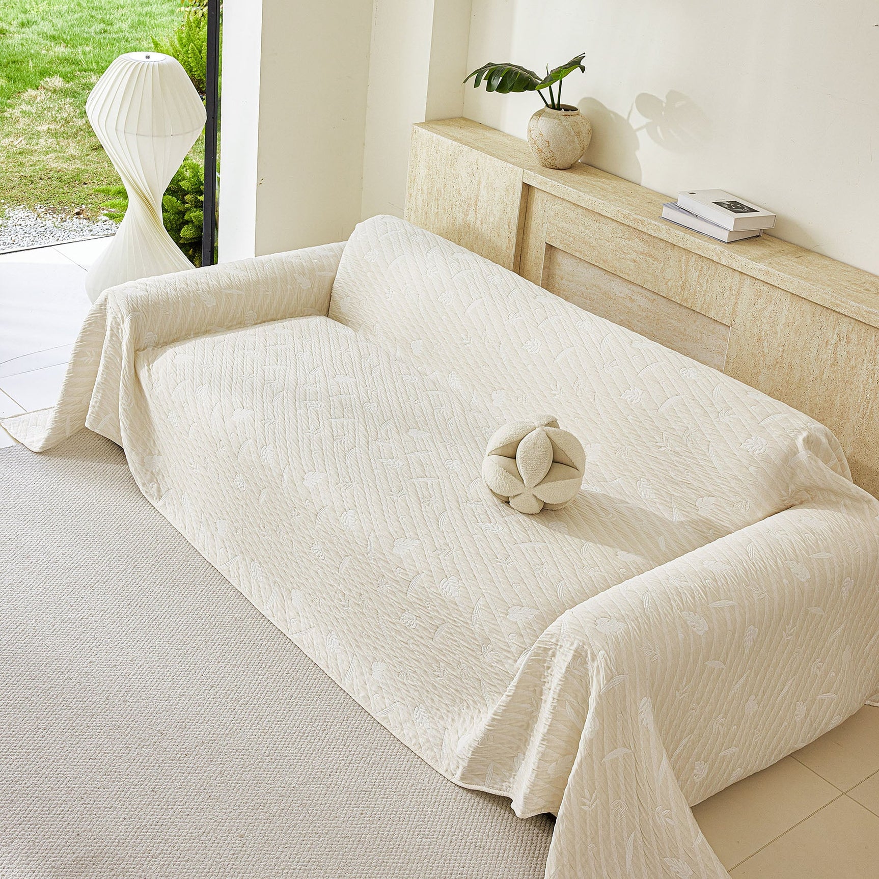 Soft Breathable Sofa Cover Blanket,Botanical Embossed Furniture Protector Throw Cover - Ornate Home
