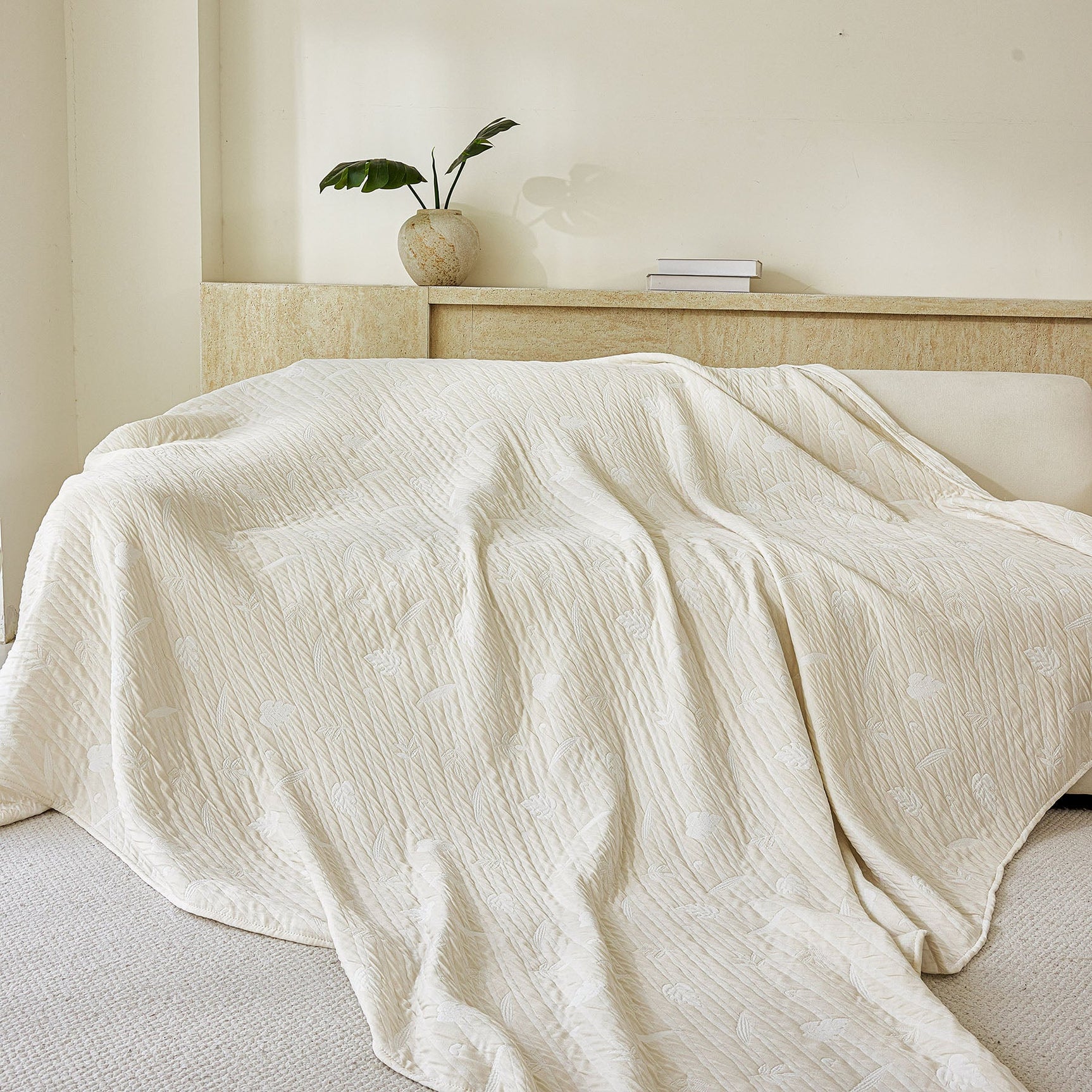 Soft Breathable Sofa Cover Blanket,Botanical Embossed Furniture Protector Throw Cover - Ornate Home