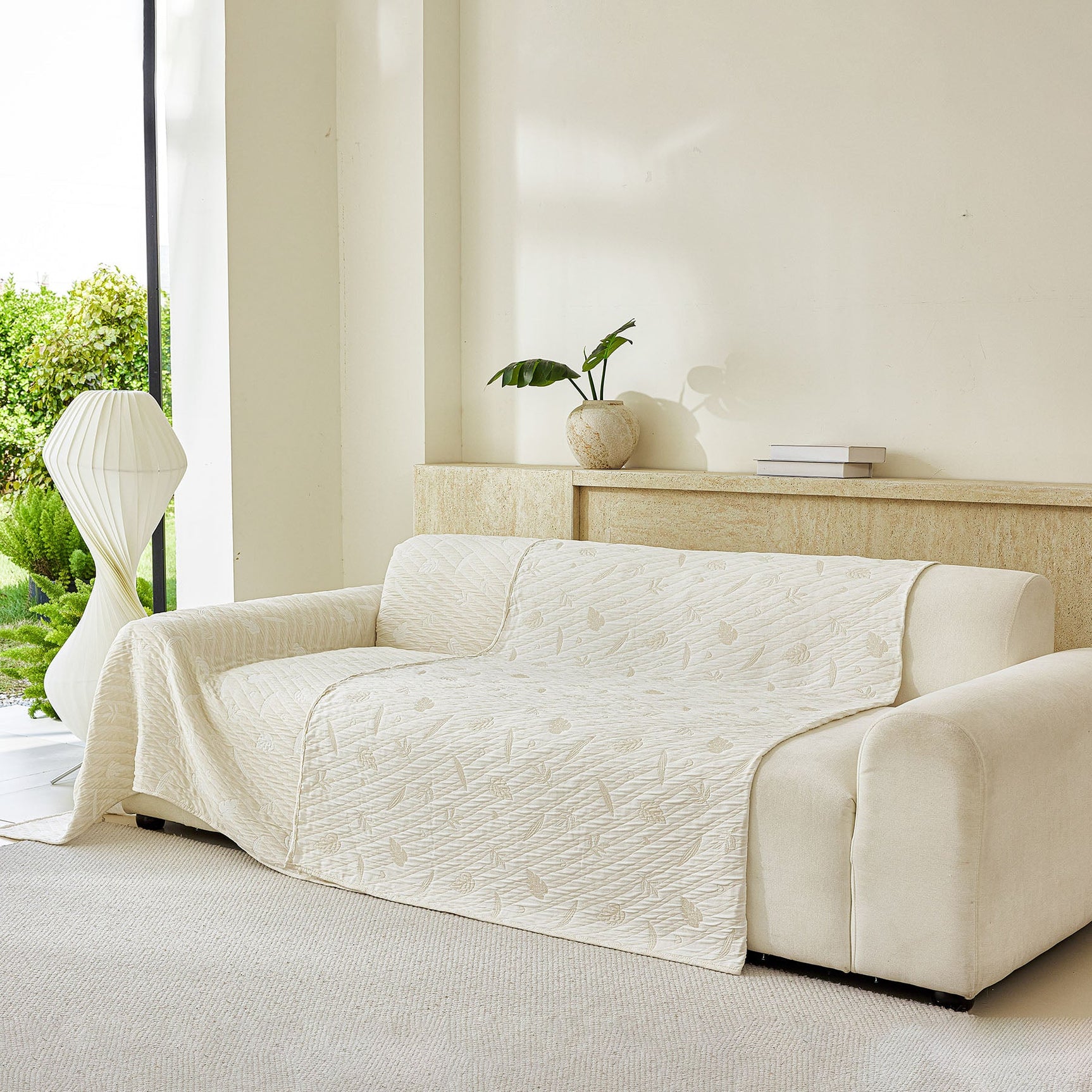 Soft Breathable Sofa Cover Blanket,Botanical Embossed Furniture Protector Throw Cover - Ornate Home