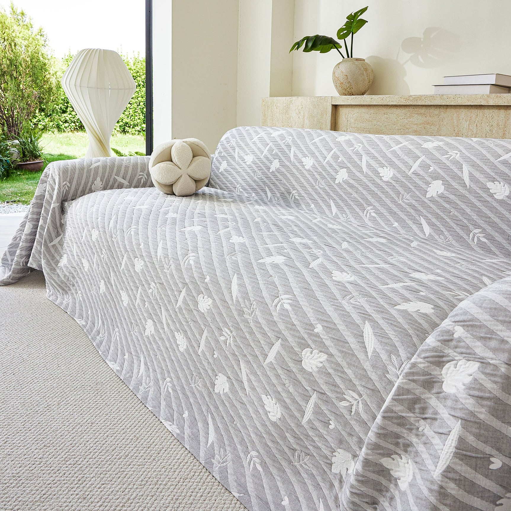 Soft Breathable Sofa Cover Blanket,Botanical Embossed Furniture Protector Throw Cover - Ornate Home