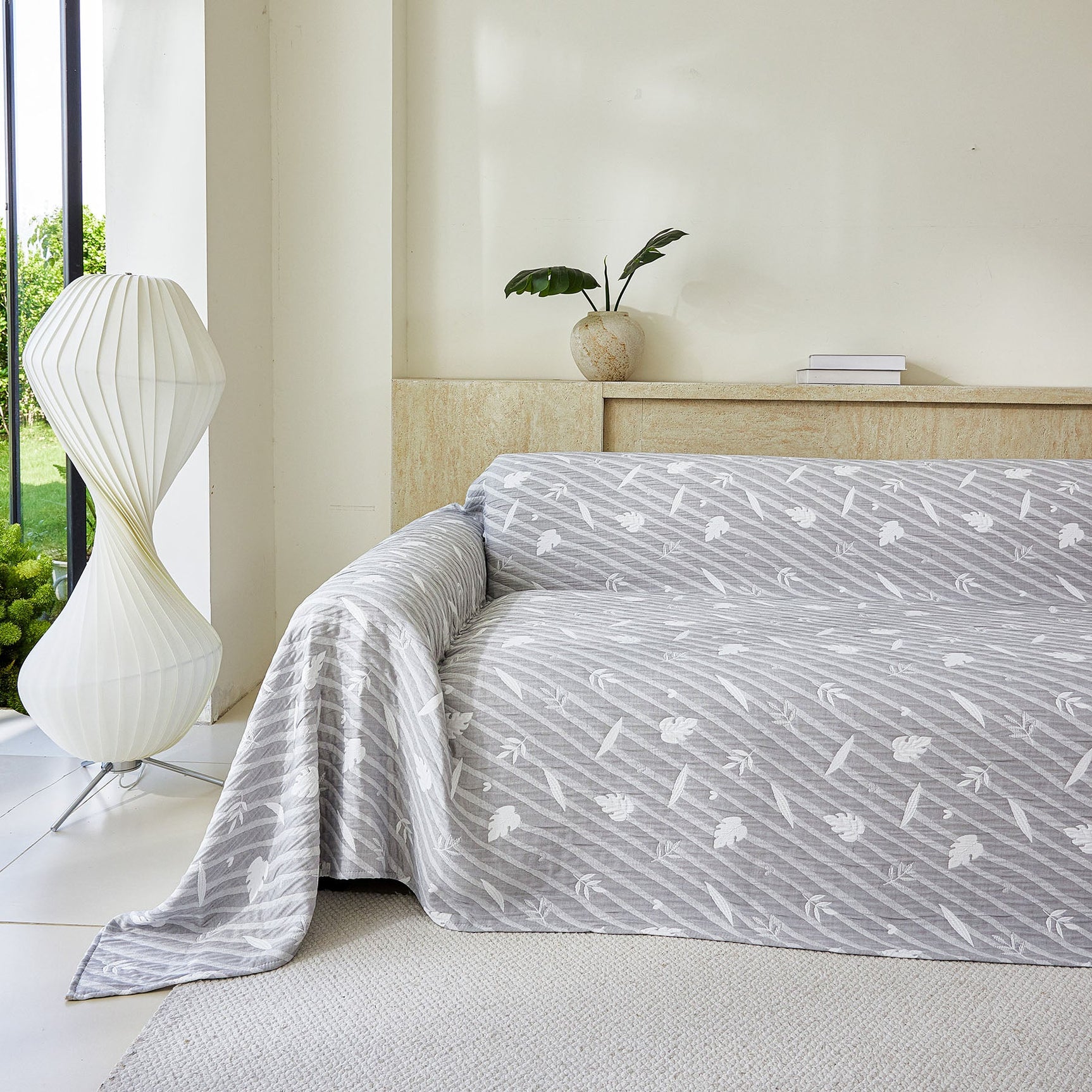 Soft Breathable Sofa Cover Blanket,Botanical Embossed Furniture Protector Throw Cover - Ornate Home