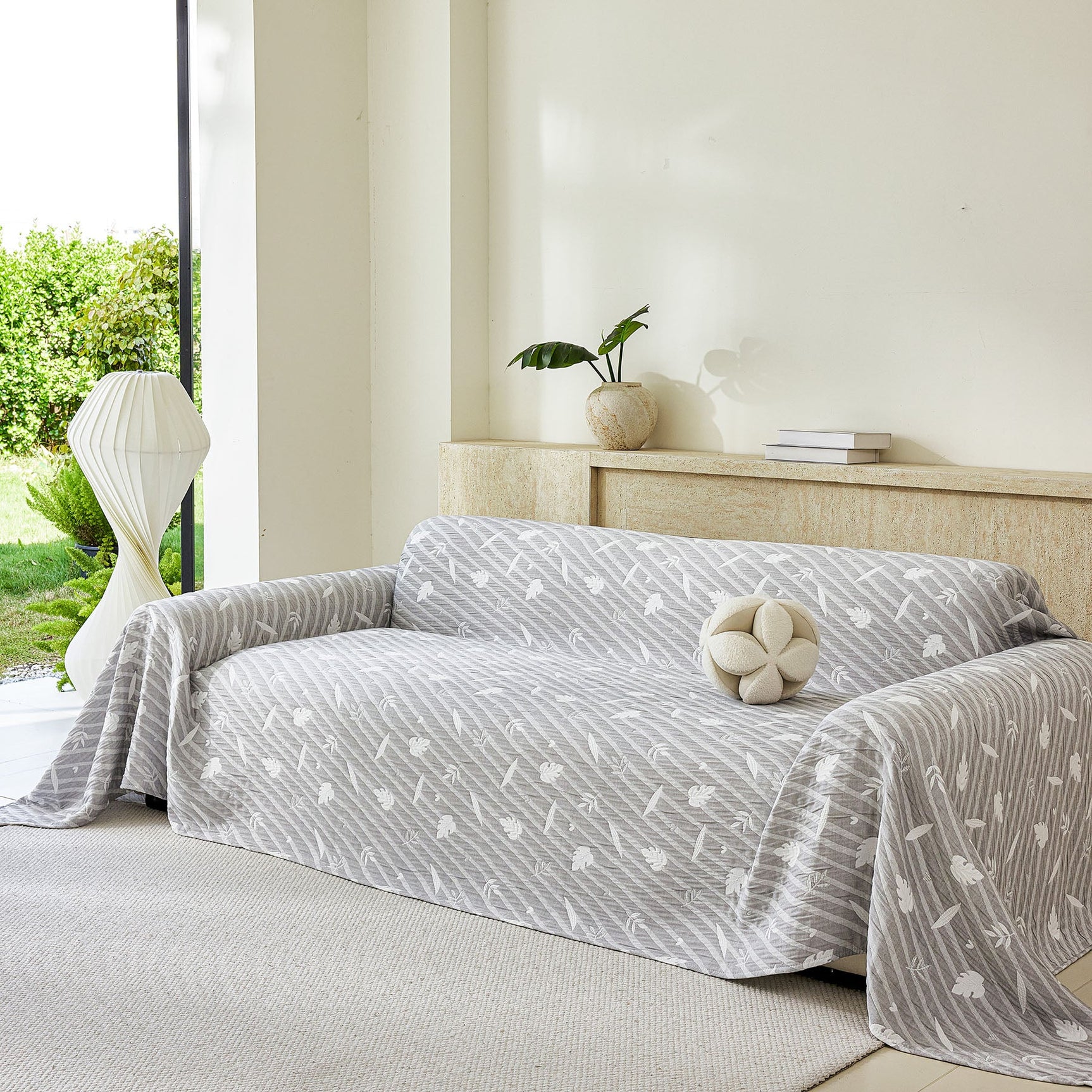 Soft Breathable Sofa Cover Blanket,Botanical Embossed Furniture Protector Throw Cover - Ornate Home