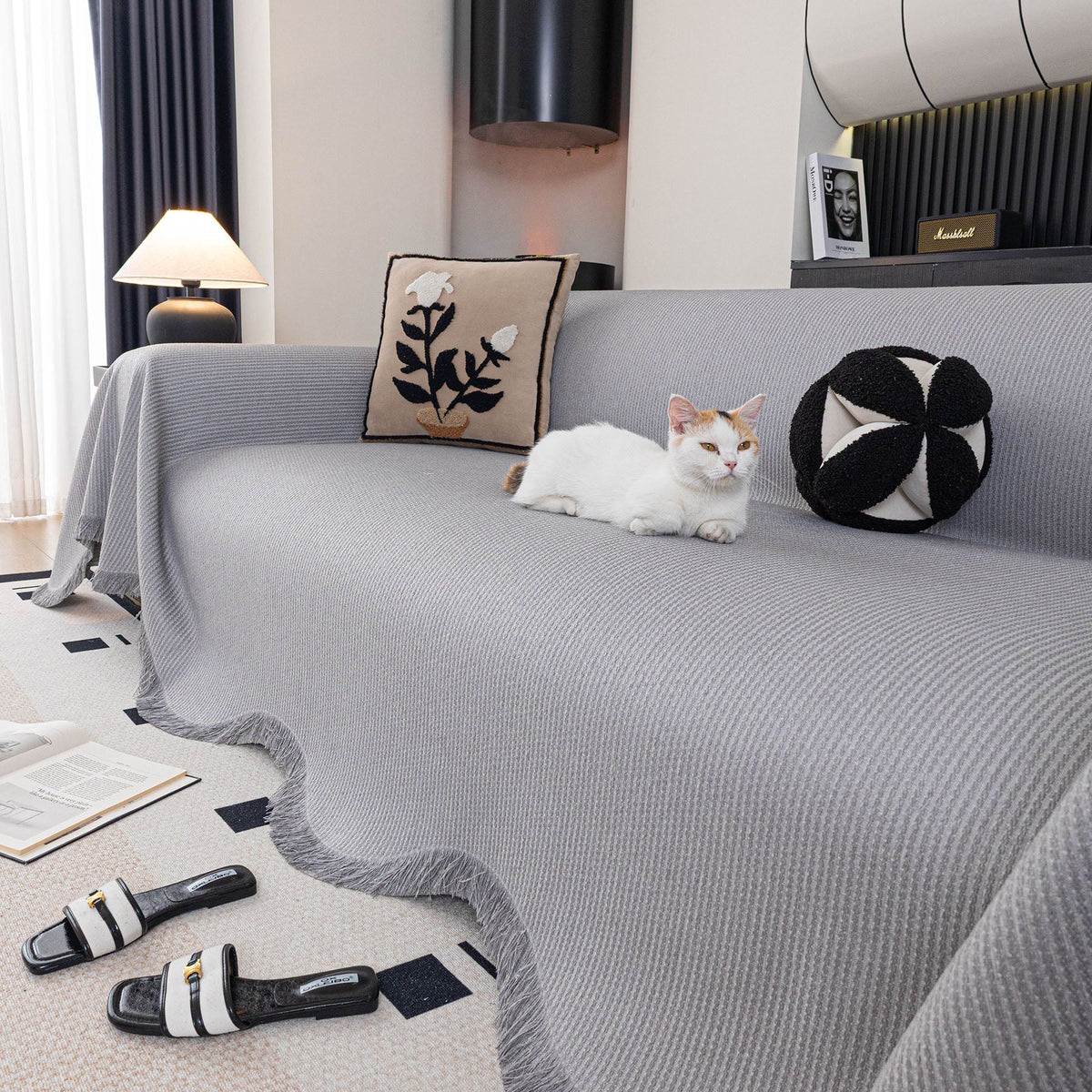 Soft Decorative Throw for Sofa and Loveseat, Textured Sofa Cover Blanket for Couch - Ornate Home