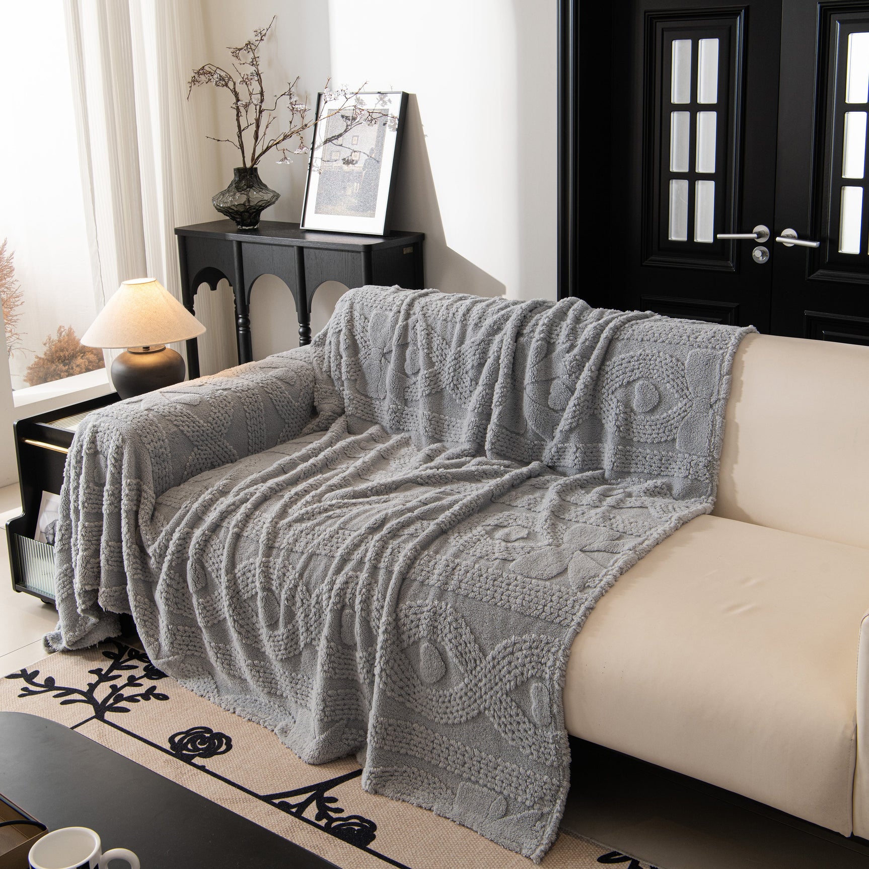 Soft Plush Fleece Throw Blanket for Couch Solid Cute Warm Couch Cover Blanket for Winter - Ornate Home
