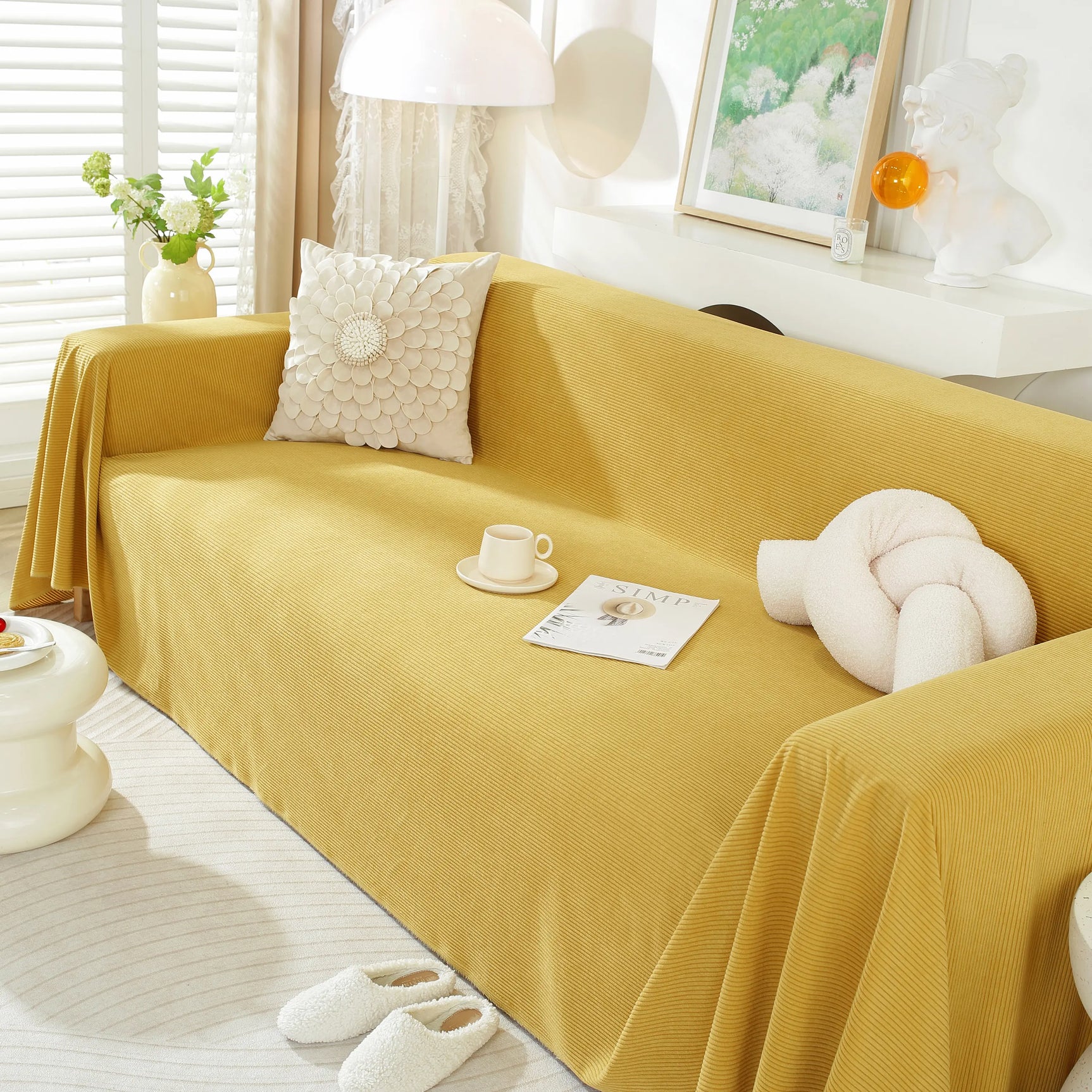Soft Plush Warm Couch Cover Blanket for Sofa, Waterproof and Machine Washable Couch Throw Cover - Ornate Home