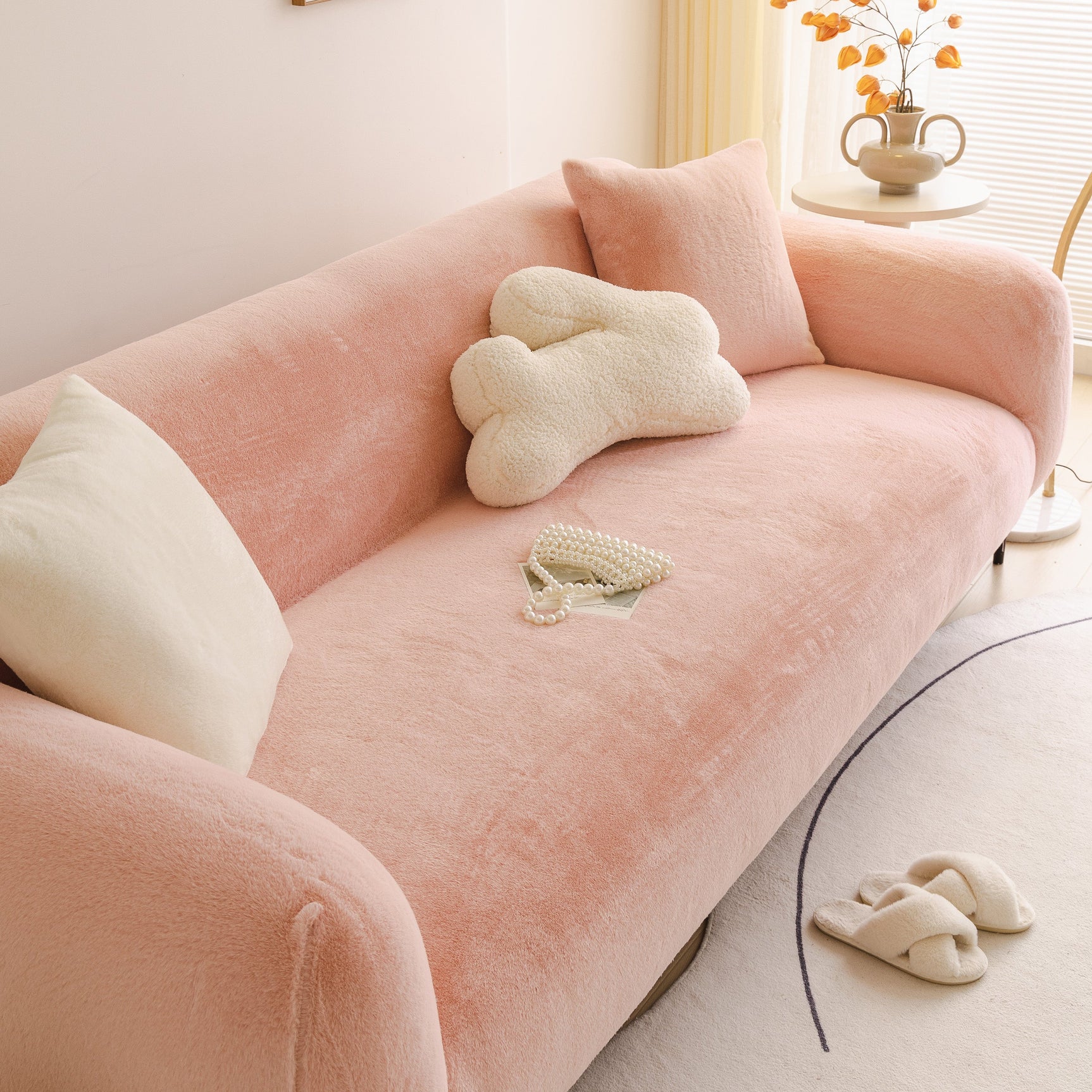 Soft Plush Warm Sofa Cover Stretchable Cozy Velvet Couch Protector for Fall & Winter - Ornate Home