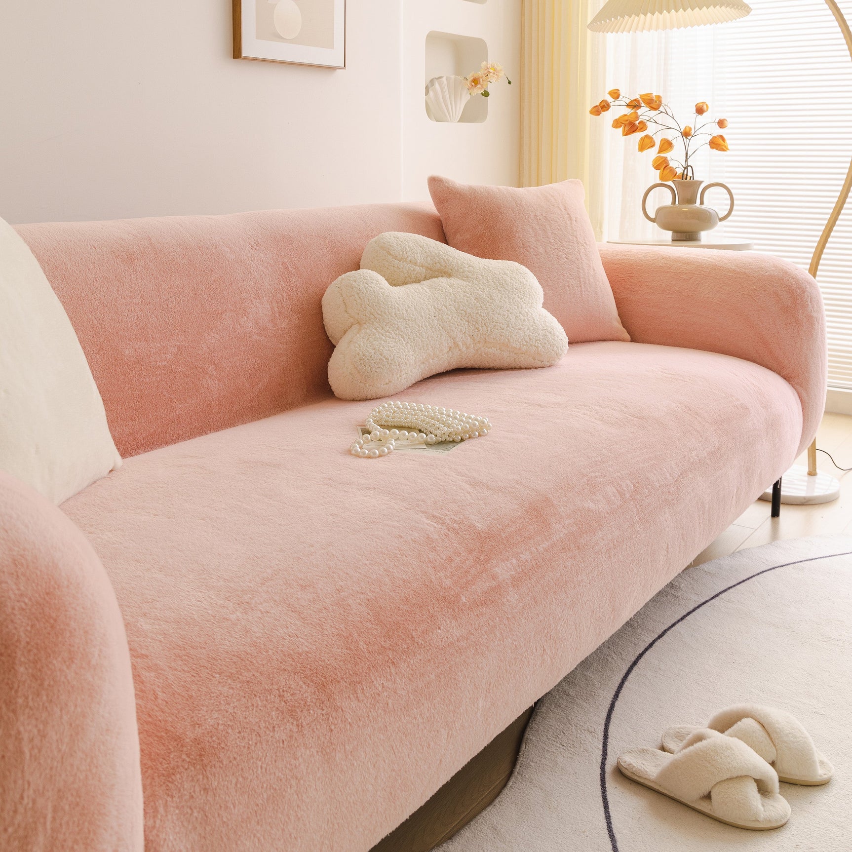 Soft Plush Warm Sofa Cover Stretchable Cozy Velvet Couch Protector for Fall & Winter - Ornate Home
