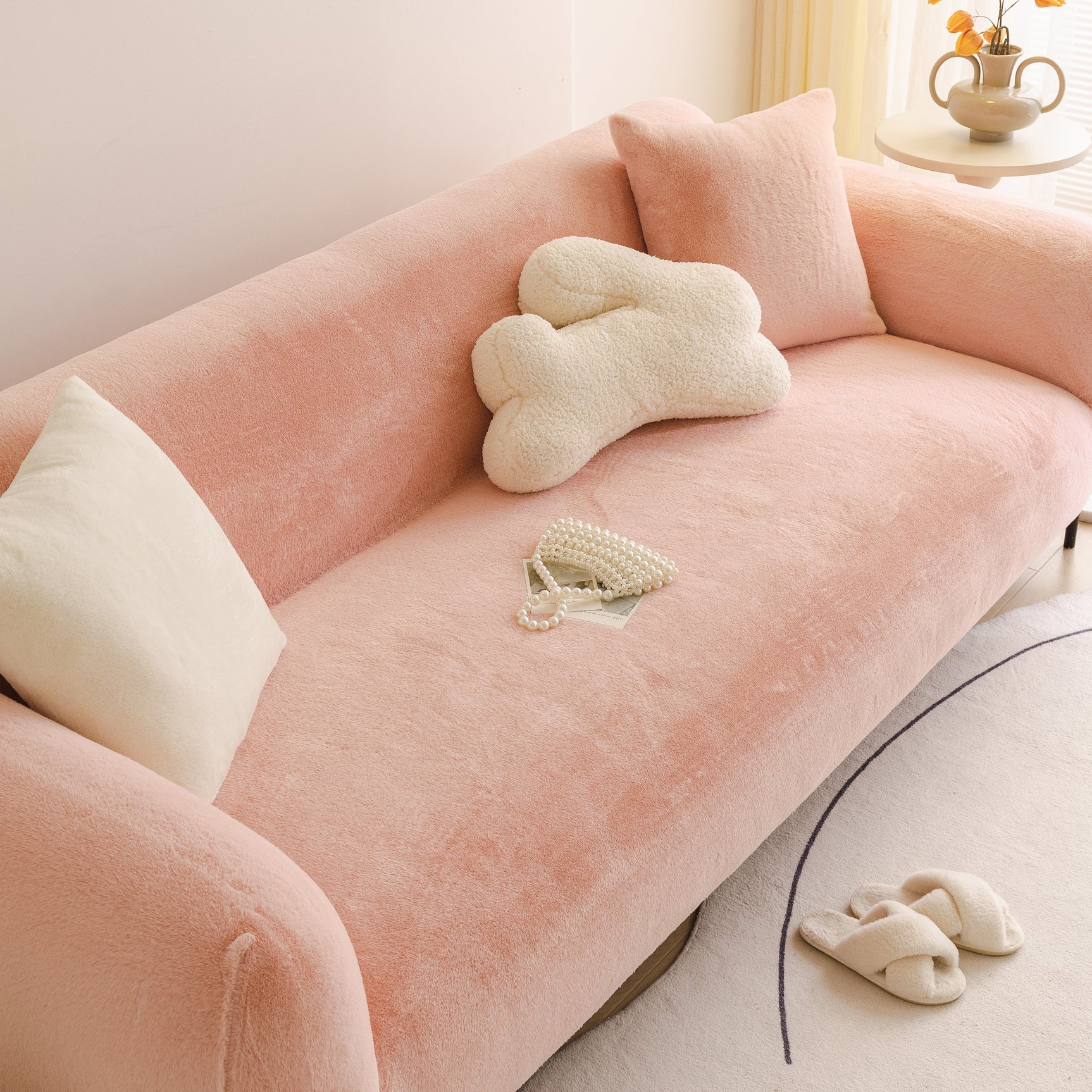 Soft Plush Warm Sofa Cover Stretchable Cozy Velvet Couch Protector for Fall & Winter - Ornate Home