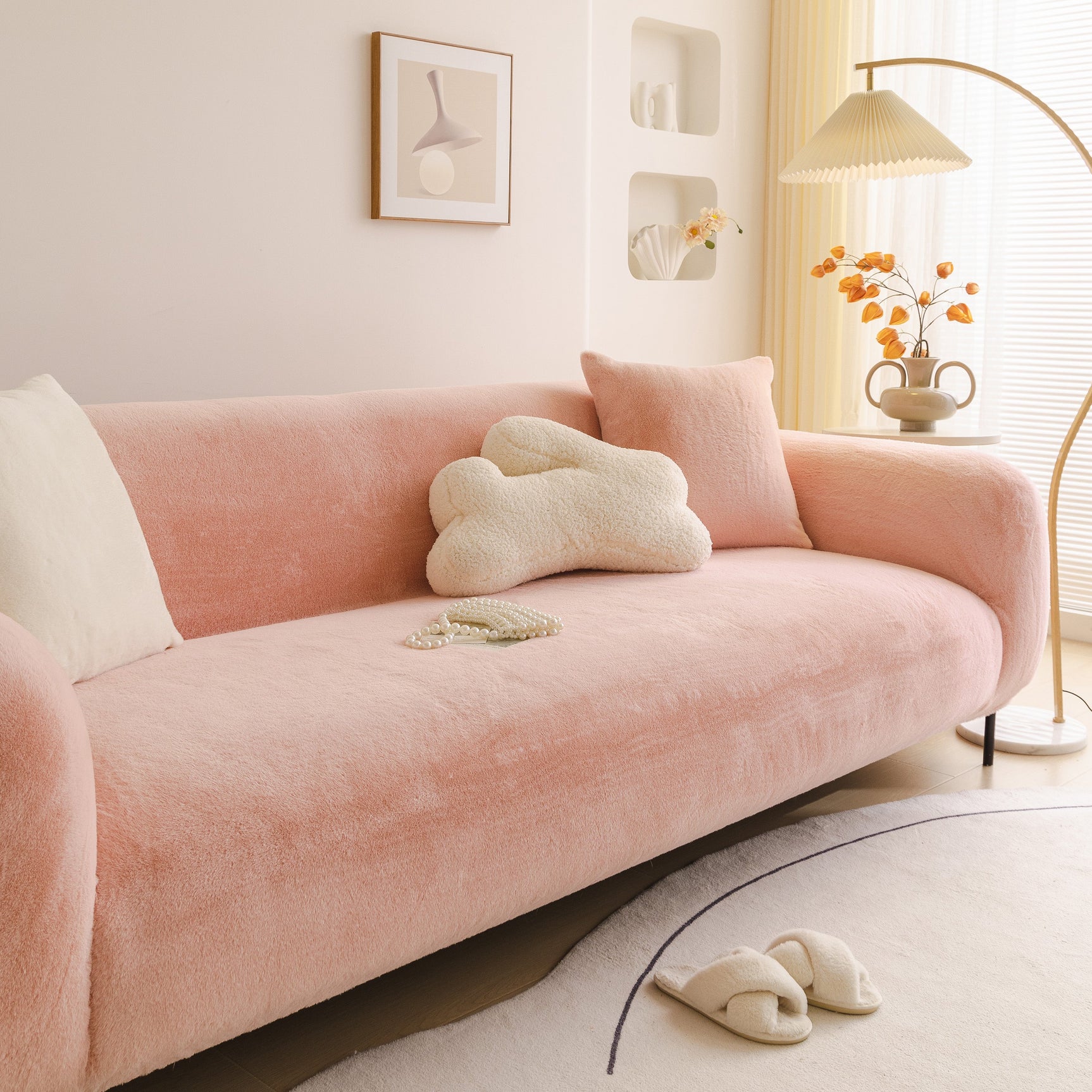 Soft Plush Warm Sofa Cover Stretchable Cozy Velvet Couch Protector for Fall & Winter - Ornate Home