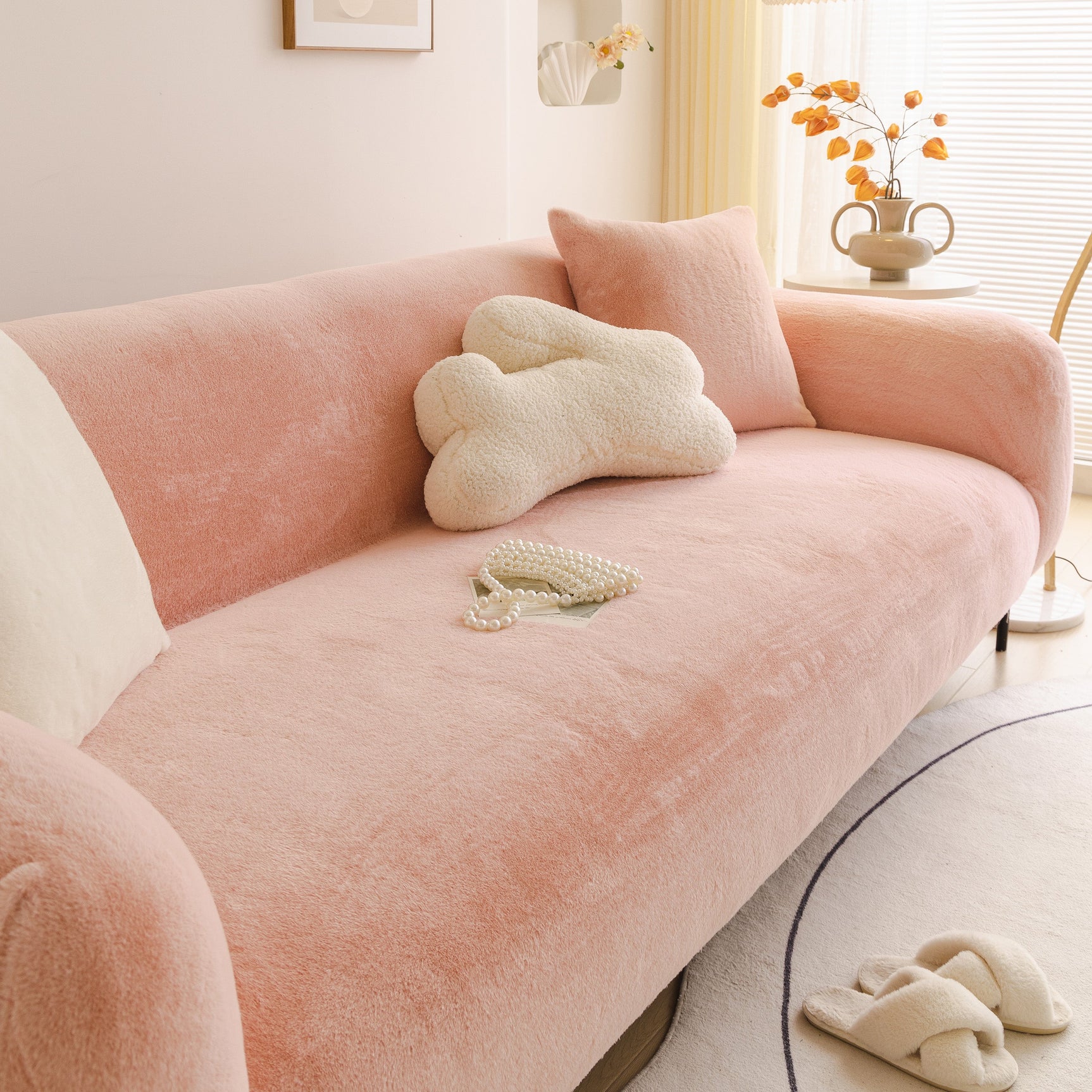 Soft Plush Warm Sofa Cover Stretchable Cozy Velvet Couch Protector for Fall & Winter - Ornate Home