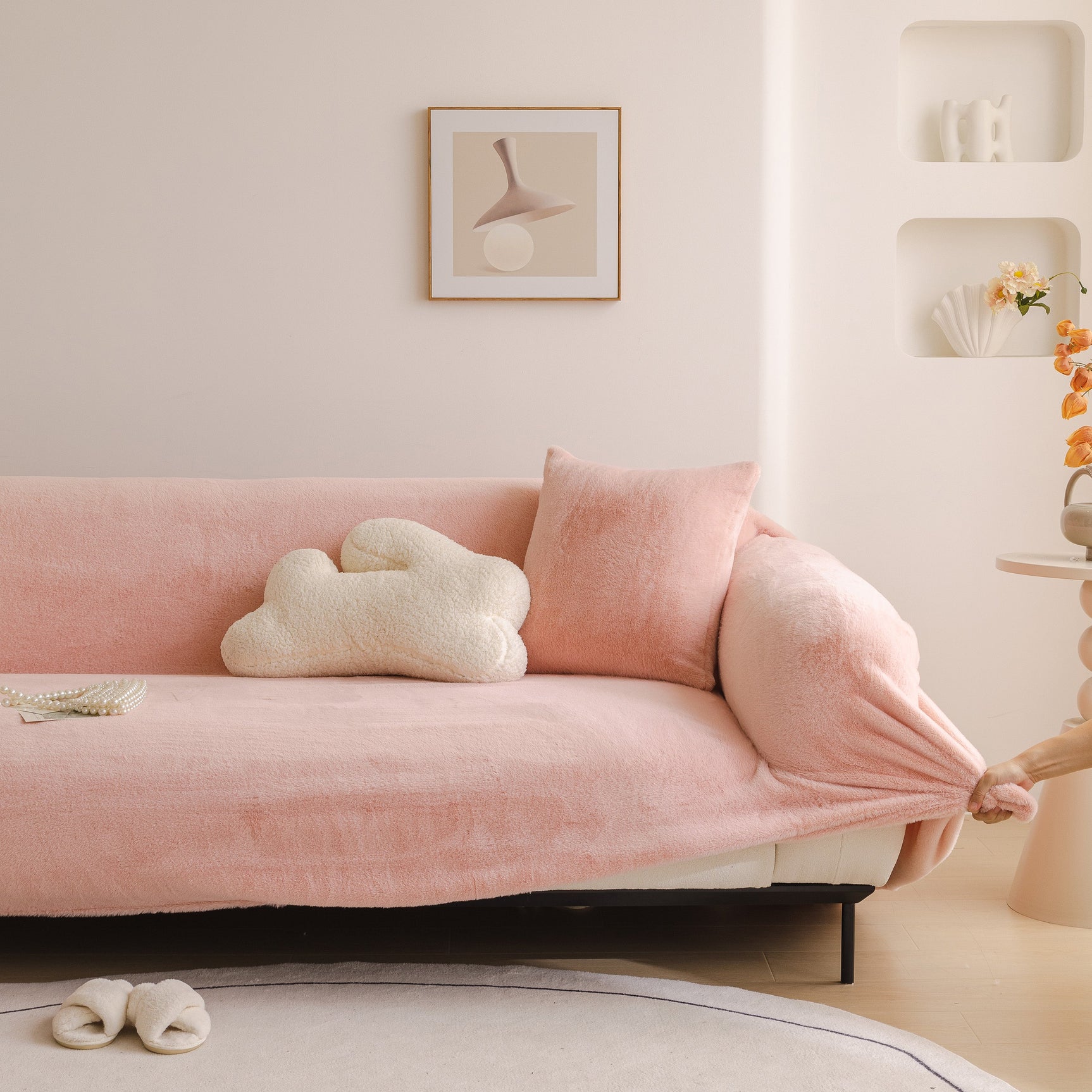 Soft Plush Warm Sofa Cover Stretchable Cozy Velvet Couch Protector for Fall & Winter - Ornate Home