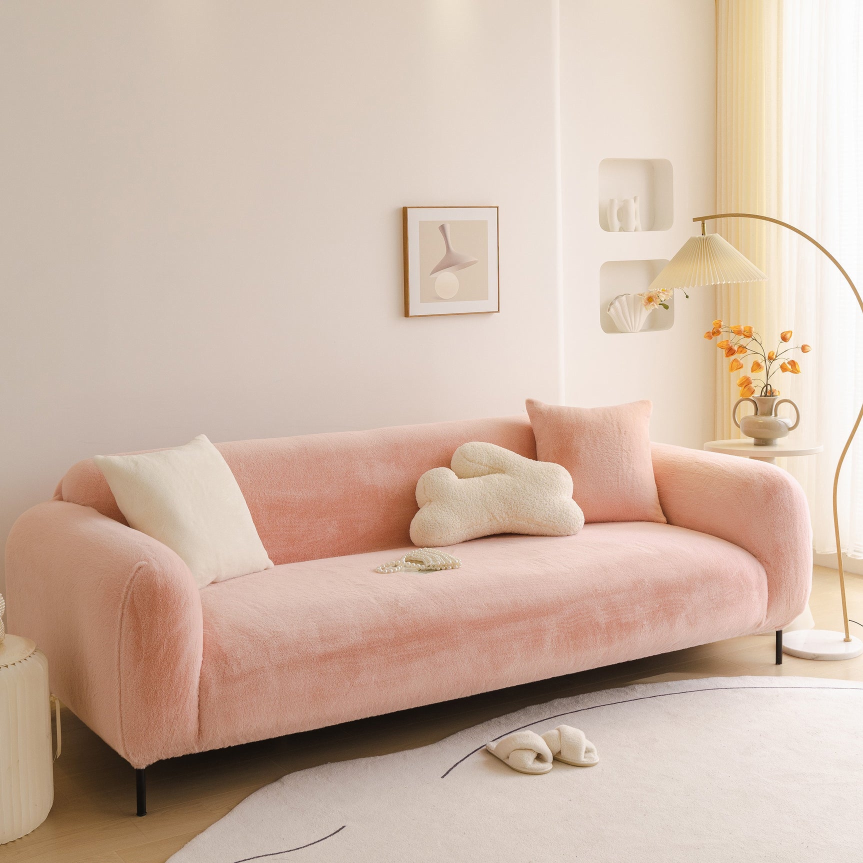 Soft Plush Warm Sofa Cover Stretchable Cozy Velvet Couch Protector for Fall & Winter - Ornate Home
