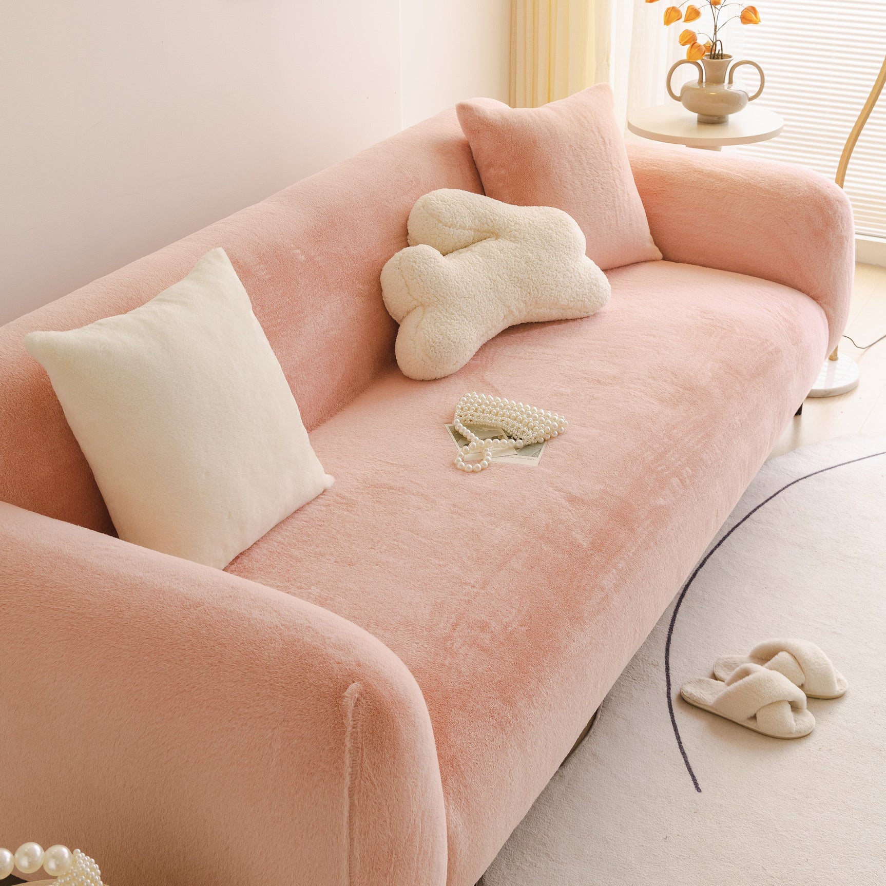 Soft Plush Warm Sofa Cover Stretchable Cozy Velvet Couch Protector for Fall & Winter - Ornate Home