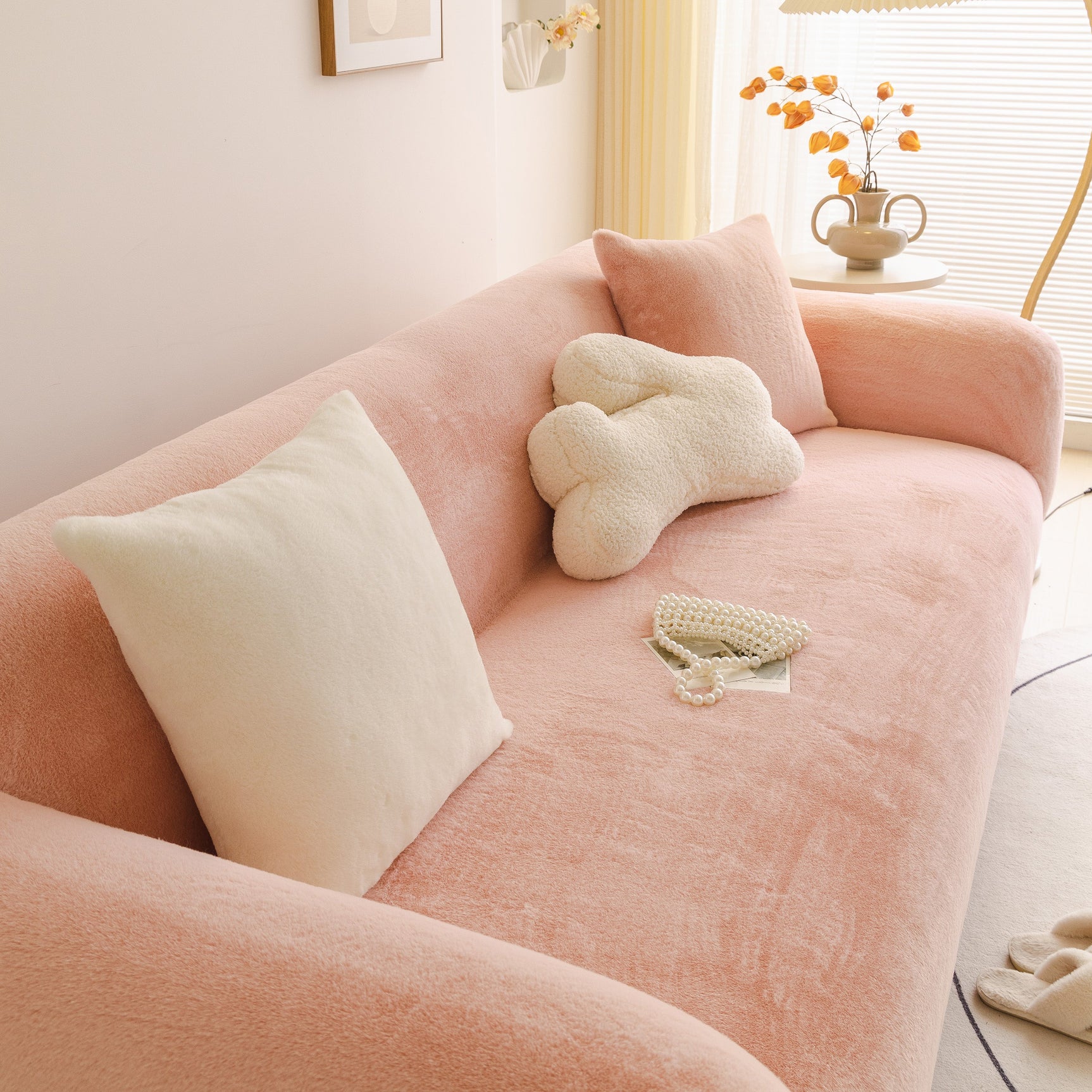 Soft Plush Warm Sofa Cover Stretchable Cozy Velvet Couch Protector for Fall & Winter - Ornate Home