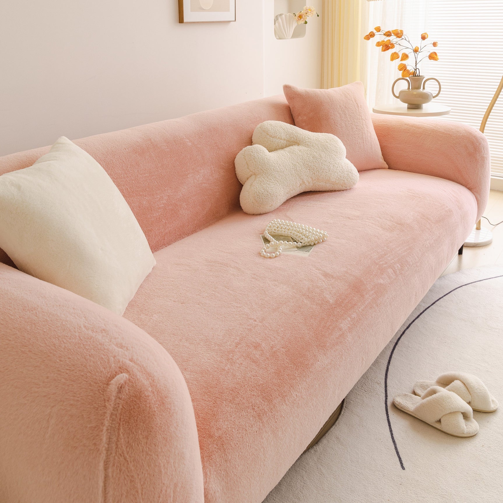 Soft Plush Warm Sofa Cover Stretchable Cozy Velvet Couch Protector for Fall & Winter - Ornate Home