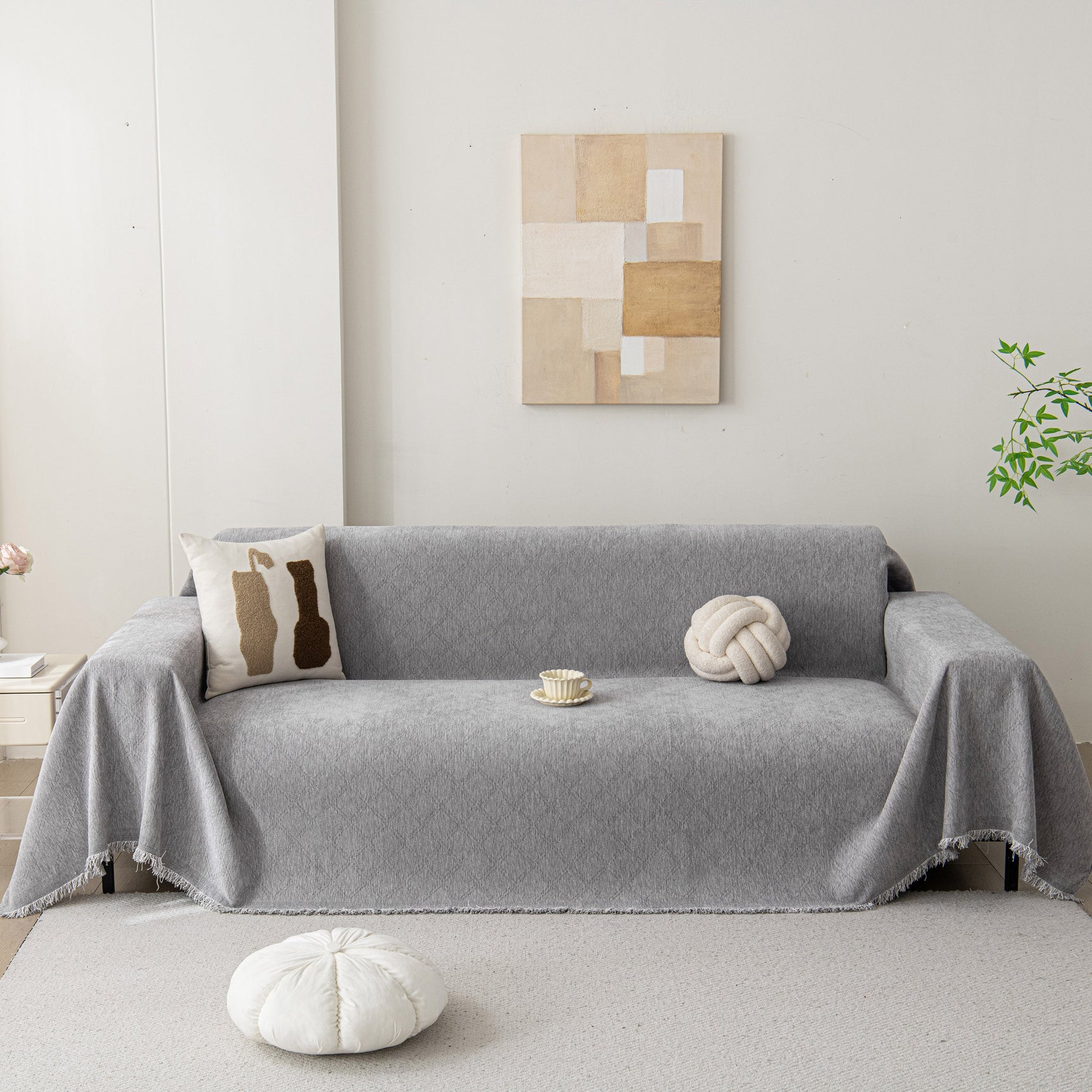 Soft Textured Couch Cover Slipcover Blanket, Modern Couch Covers for Dogs Washable - Ornate Home