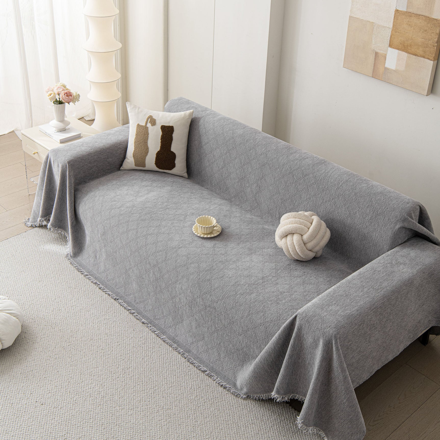 Soft Textured Couch Cover Slipcover Blanket, Modern Couch Covers for Dogs Washable - Ornate Home