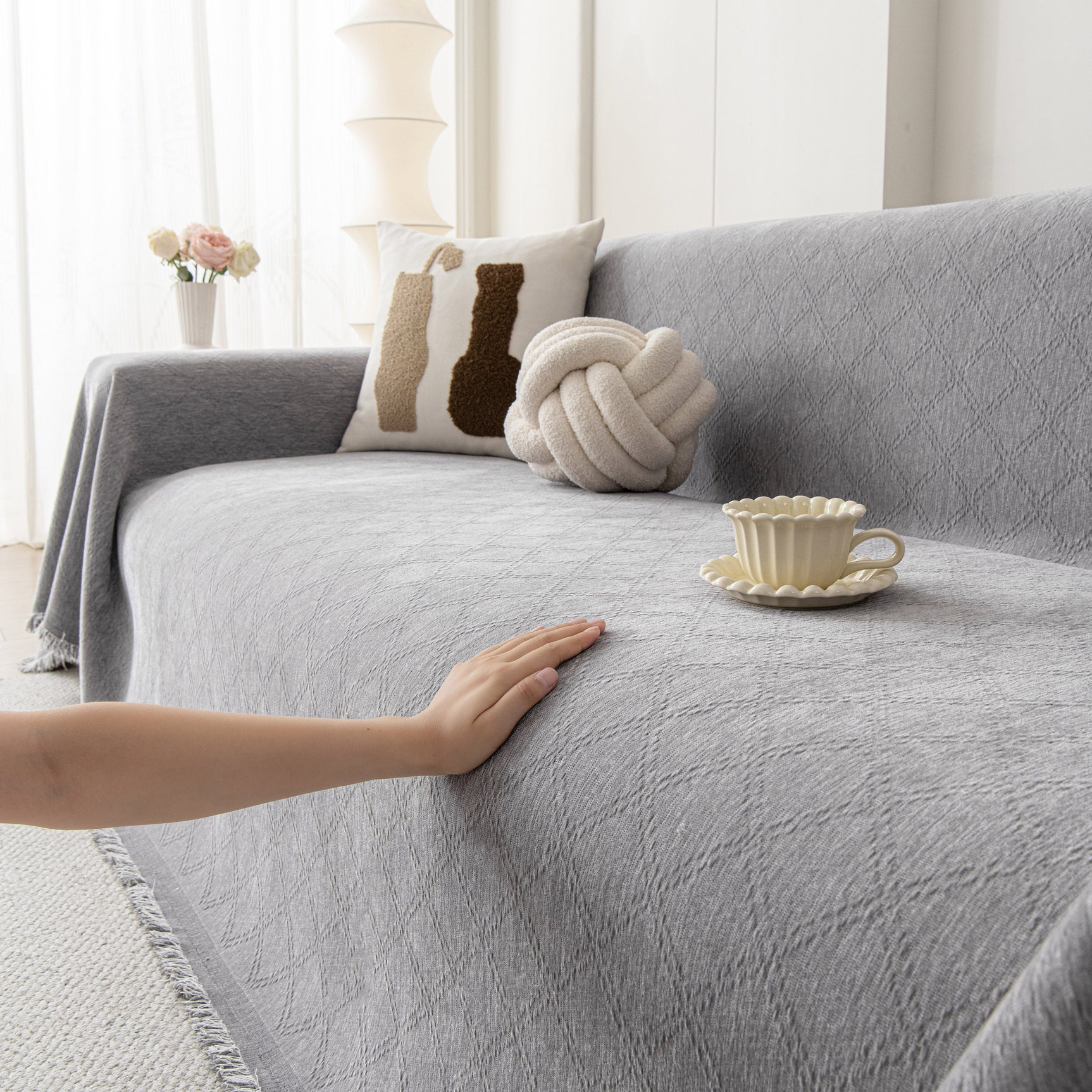 Soft Textured Couch Cover Slipcover Blanket, Modern Couch Covers for Dogs Washable - Ornate Home