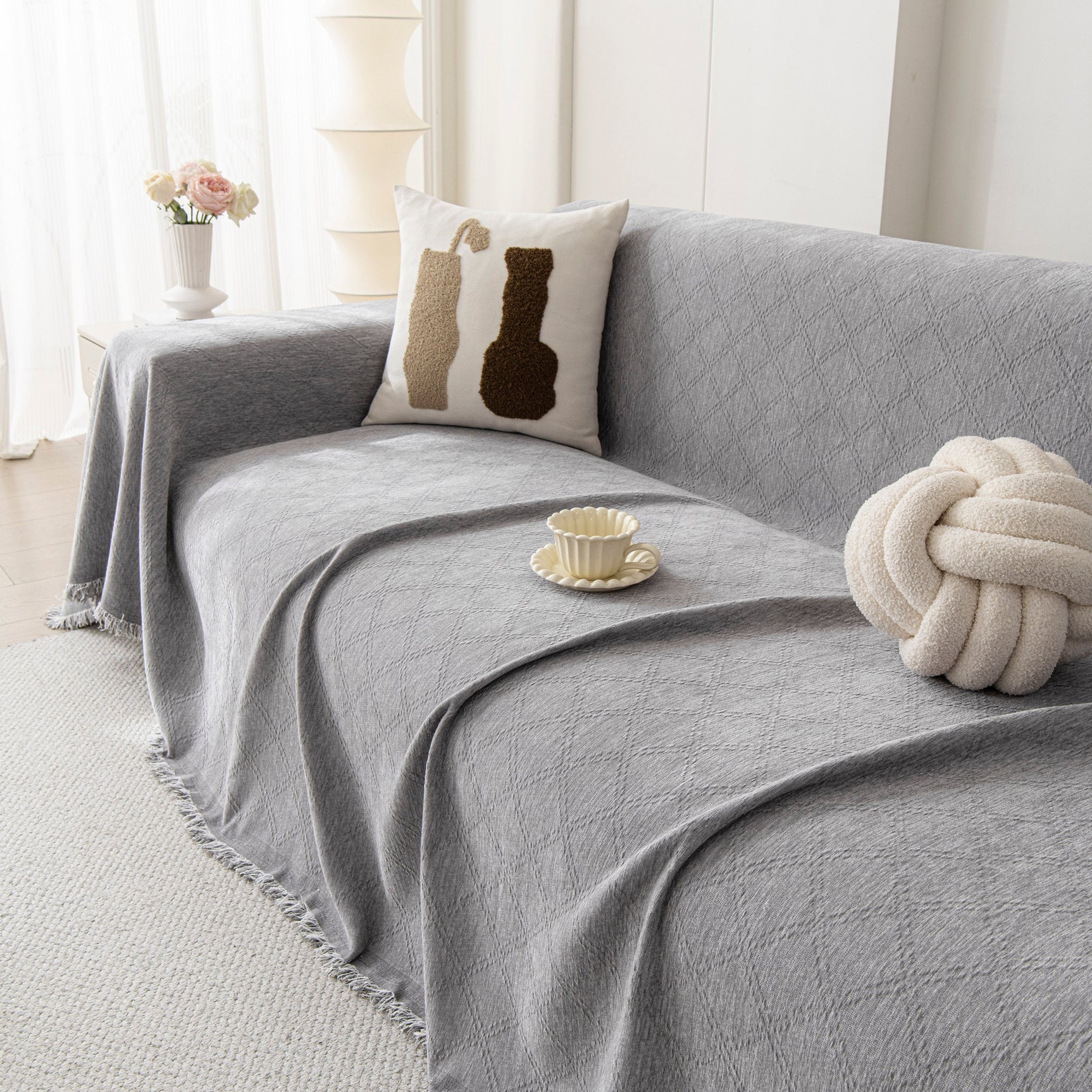 Soft Textured Couch Cover Slipcover Blanket, Modern Couch Covers for Dogs Washable - Ornate Home