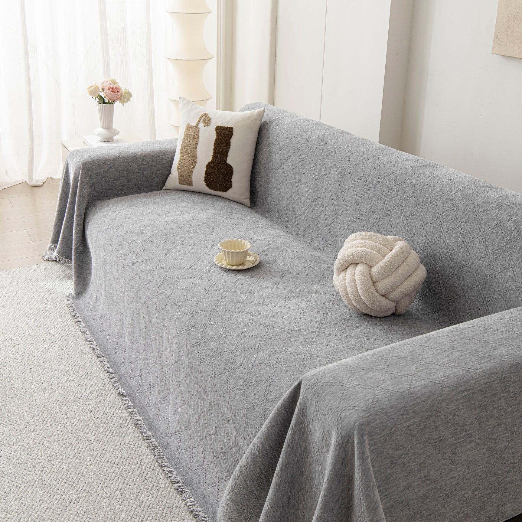 Soft Textured Couch Cover Slipcover Blanket, Modern Couch Covers for Dogs Washable - Ornate Home