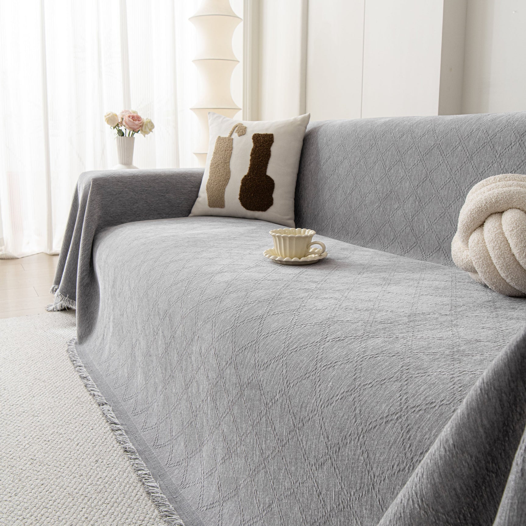 Soft Textured Couch Cover Slipcover Blanket, Modern Couch Covers for Dogs Washable - Ornate Home