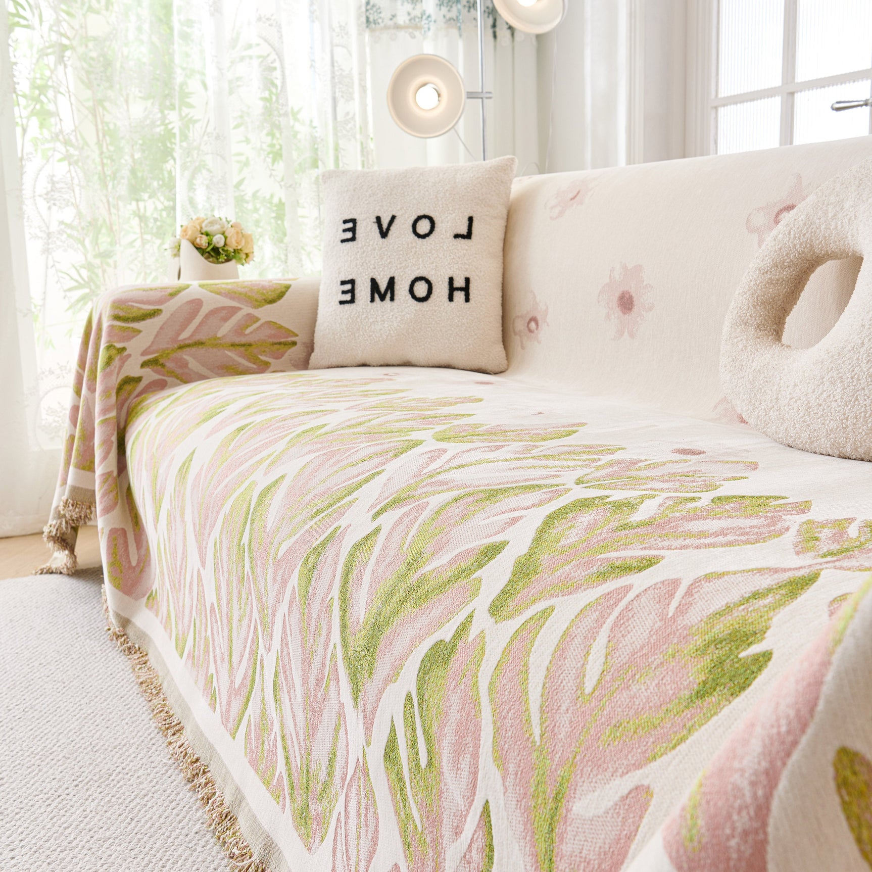 Soft Woven Leaf Couch Blanket, Pet-friendly Sectional Sofa Slipcover For Cats Dogs - Ornate Home