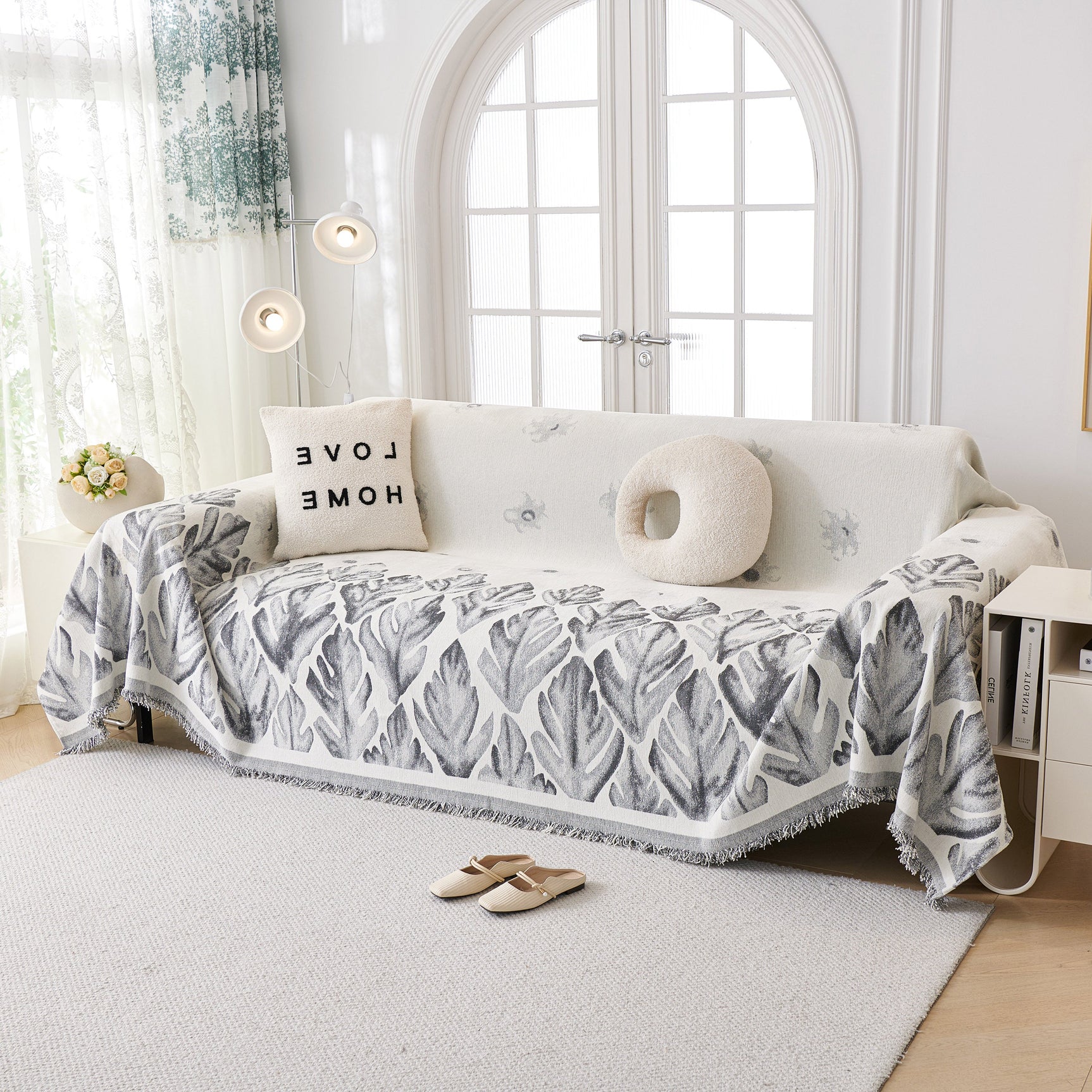 Soft Woven Leaf Couch Blanket, Pet-friendly Sectional Sofa Slipcover For Cats Dogs - Ornate Home