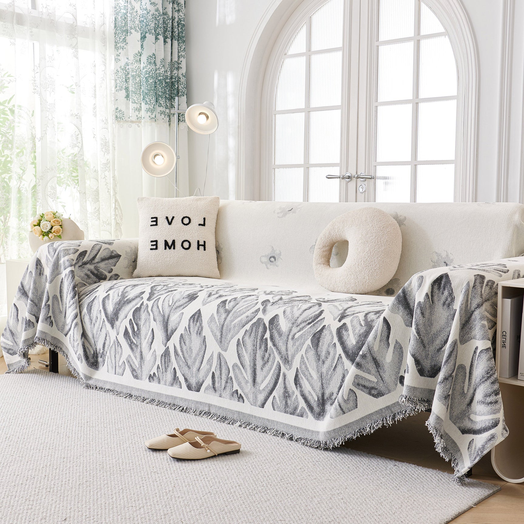 Soft Woven Leaf Couch Blanket, Pet-friendly Sectional Sofa Slipcover For Cats Dogs - Ornate Home