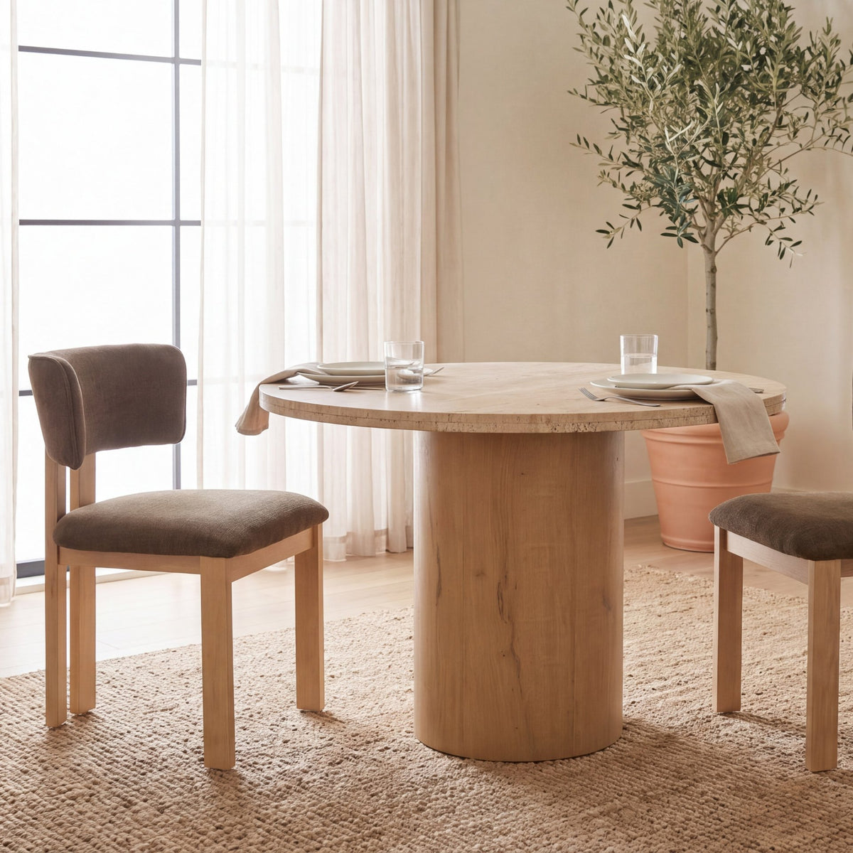 Soho Light Brown Open Back Dining Side Chair (Set of 2) - Ornate Home