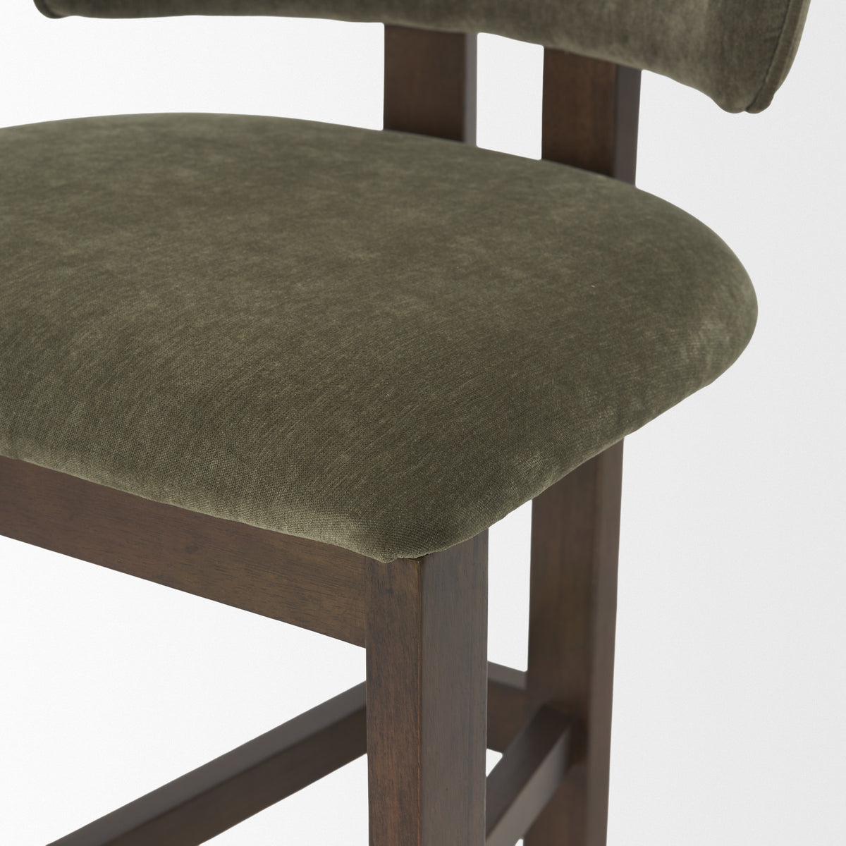 Soho Olive Curved Open Back Moss 008 Tripod Frame Counter Stool - Ornate Home