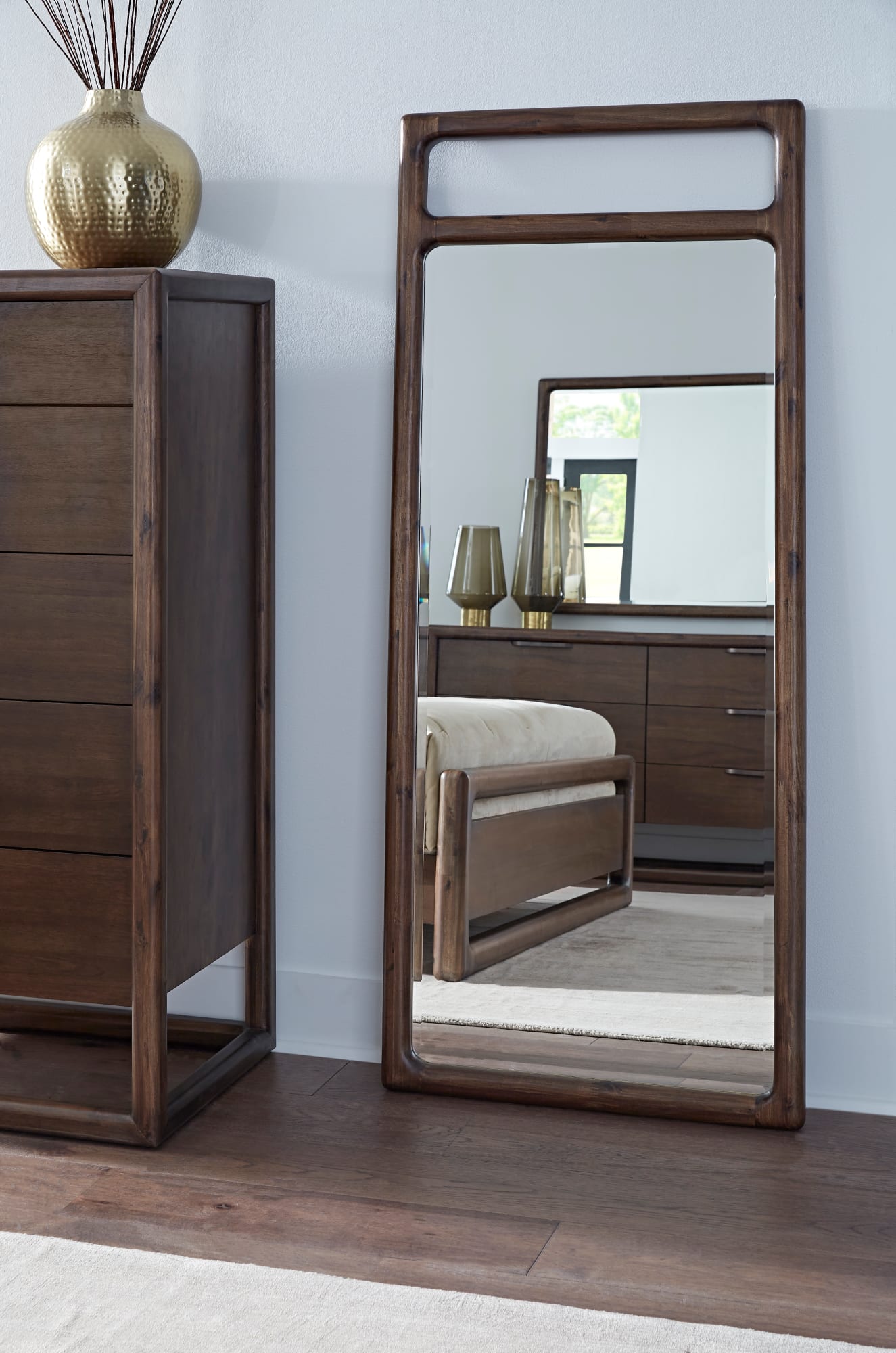 Sol Brown Spce Beveled Glass Floor Mirror - Ornate Home