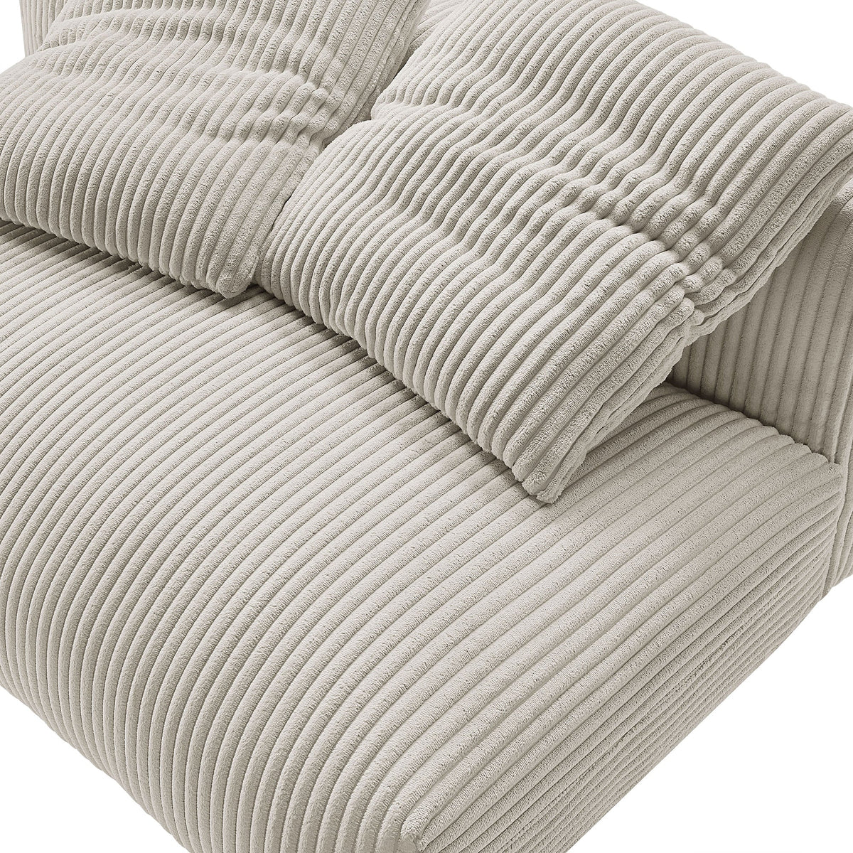 Solace Almond Modular Corduroy Upholstered Armless Loveseat - Ornate Home